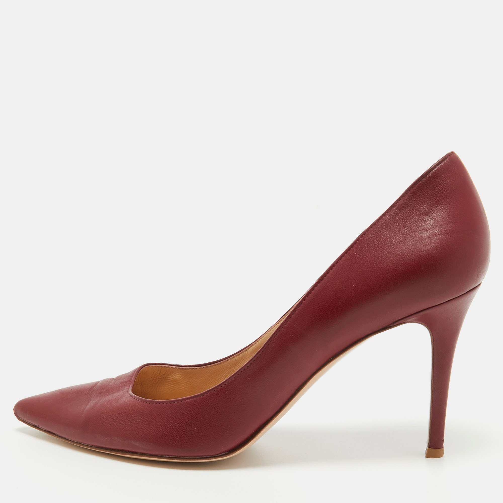 

Gianvito Rossi Burgundy Leather Pointed Toe Pumps Size