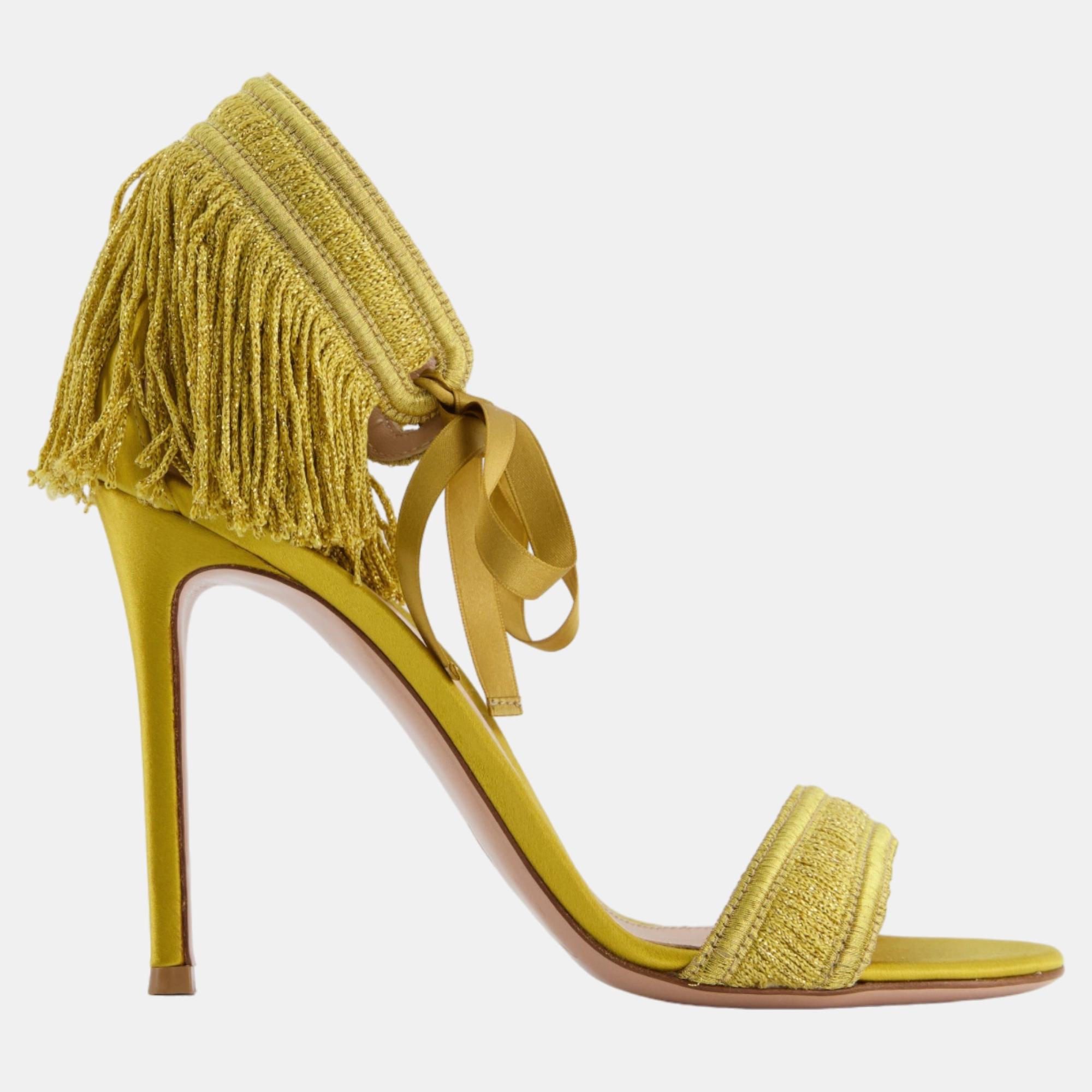 

Gianvito Rossi Mustard Yellow Heels with Fringes EU