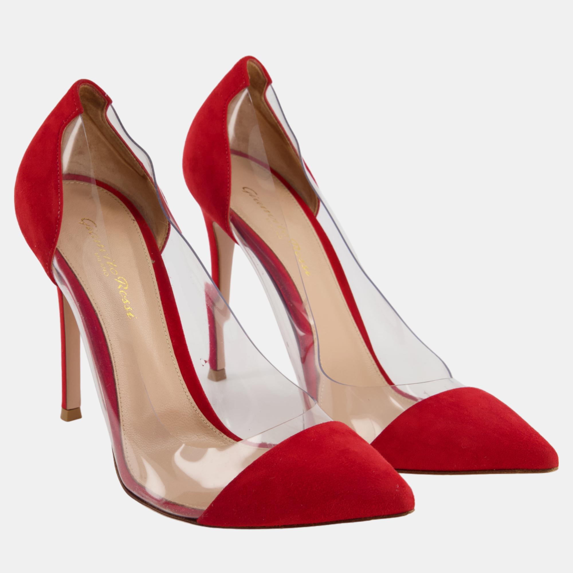 

Gianvito Rossi Red Suede and PVC Pointed High Heel Size EU