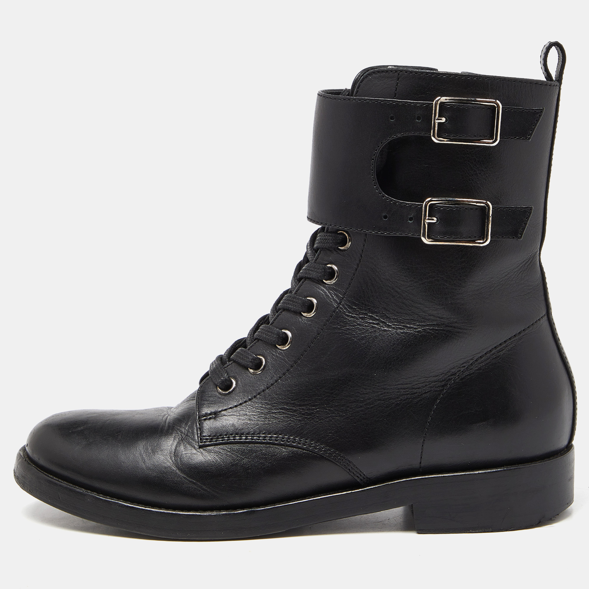 

Gianvito Rossi Black Leather Zip Combat Boots Size