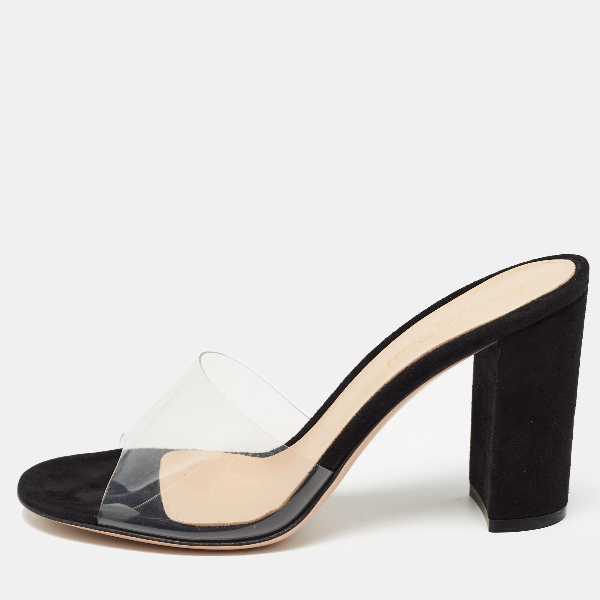 

Gianvito Rossi Black PVC and Suede Slide Sandals Size, Transparent