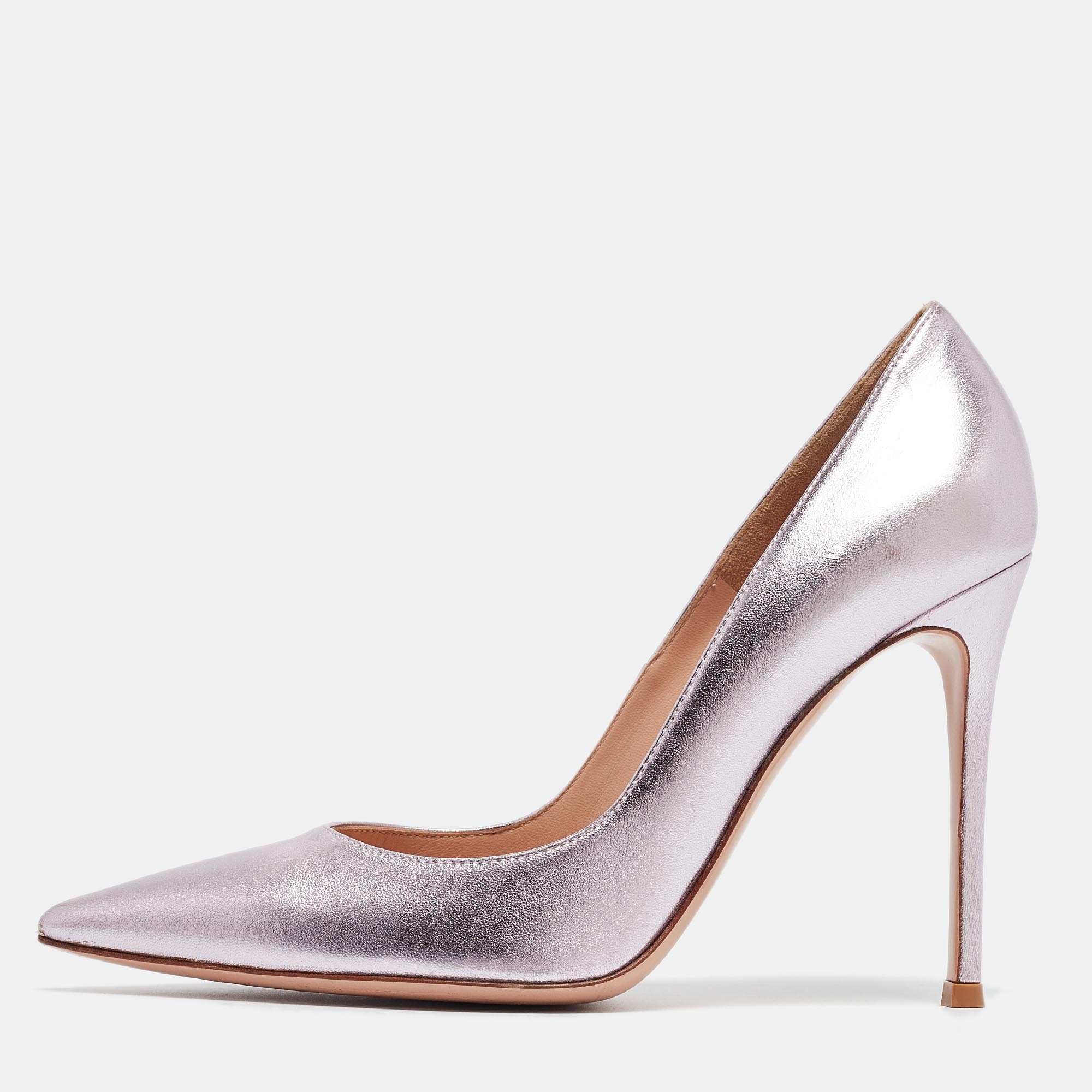 

Gianvito Rossi Metallic Purple Leather Gianvito Pumps Size