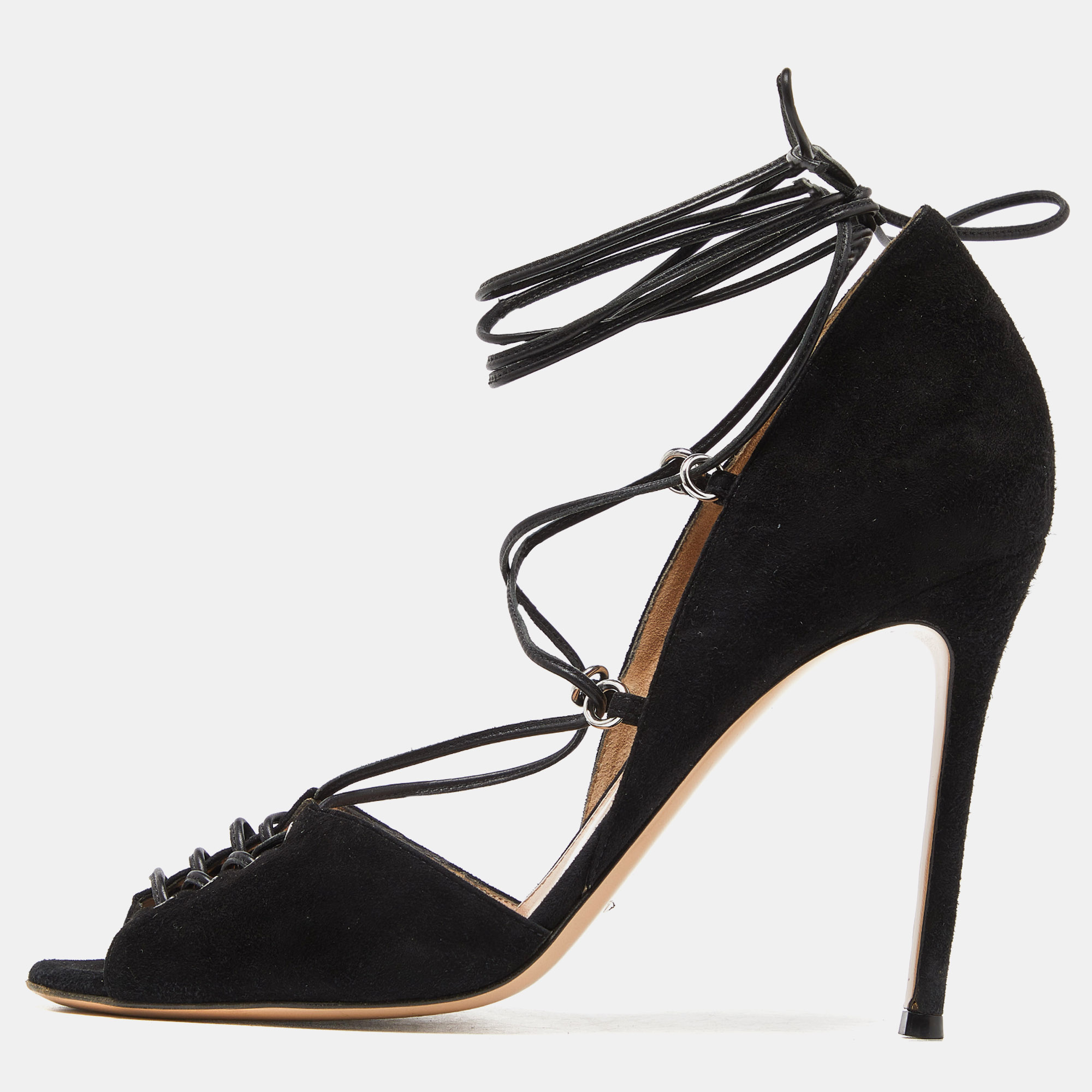 

Gianvito Rossi Black Suede Ankle Tie Sandals Size