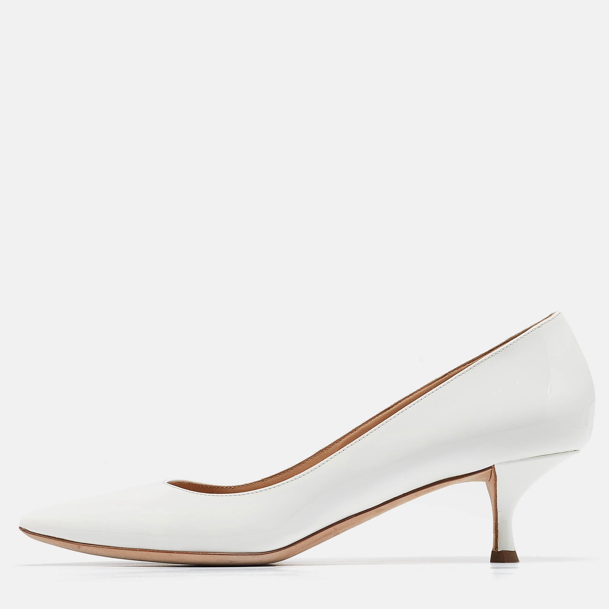 

Sergio Rossi White Patent Leather Pointed Toe Pumps Size