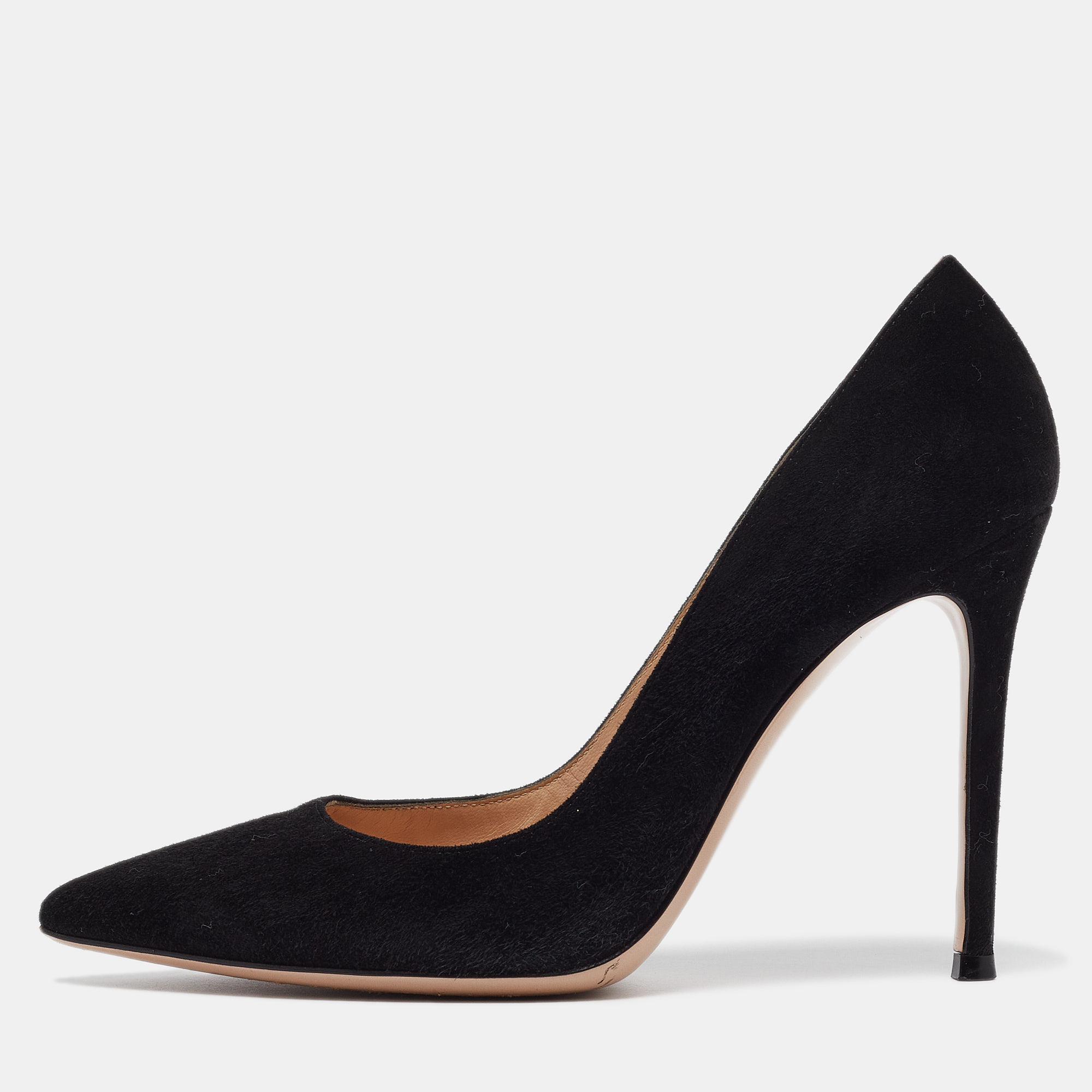 Pre-owned Gianvito Rossi Black Suede Point Pumps Size 38