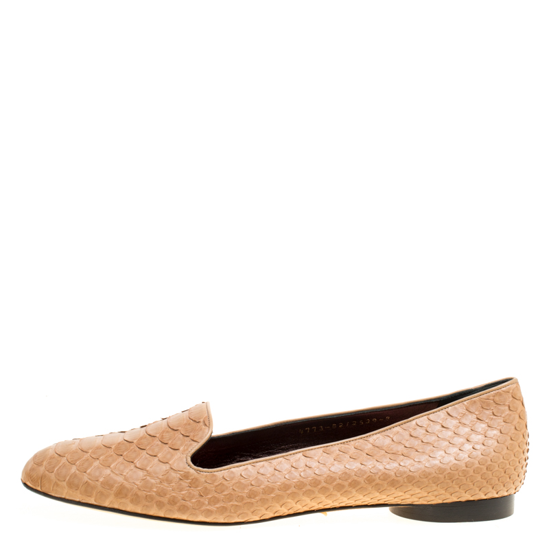 

Gina Beige Python Leather Smoking Slippers Size