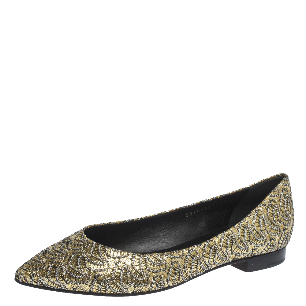 pointed toe gold flats