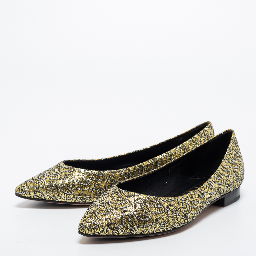 

Gina Gold Glitter Pointed Toe Ballet Flats Size