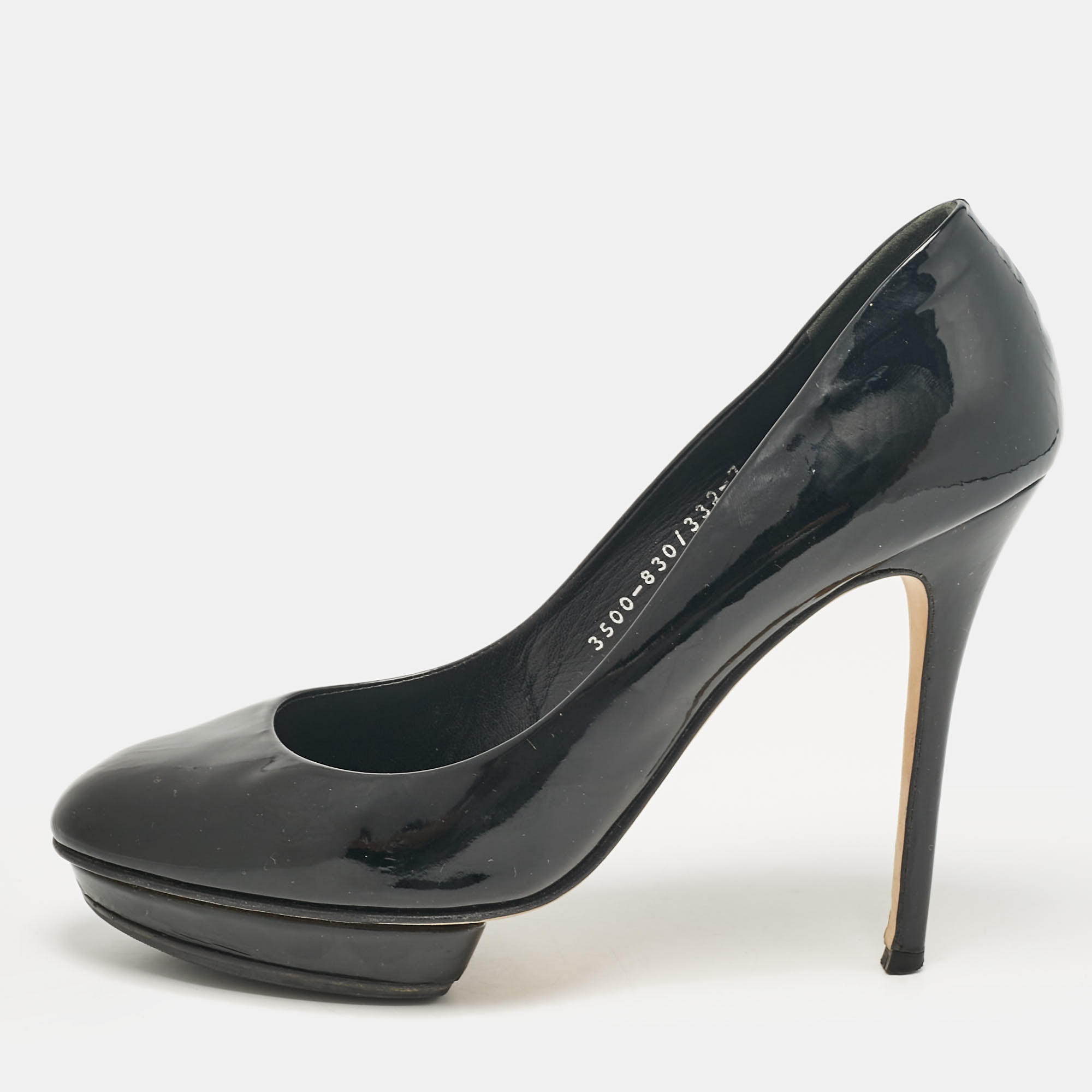 

Gina Black Patent Leather Platform Pumps Size 40