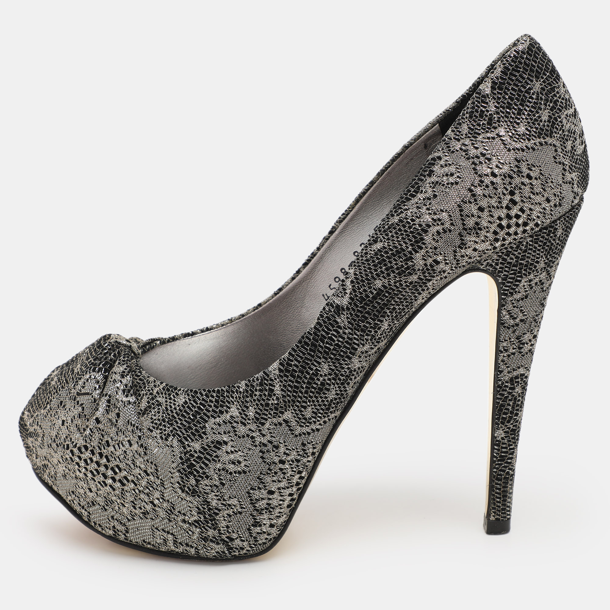 

Gina Metallic Lace Platform Pumps Size 37.5