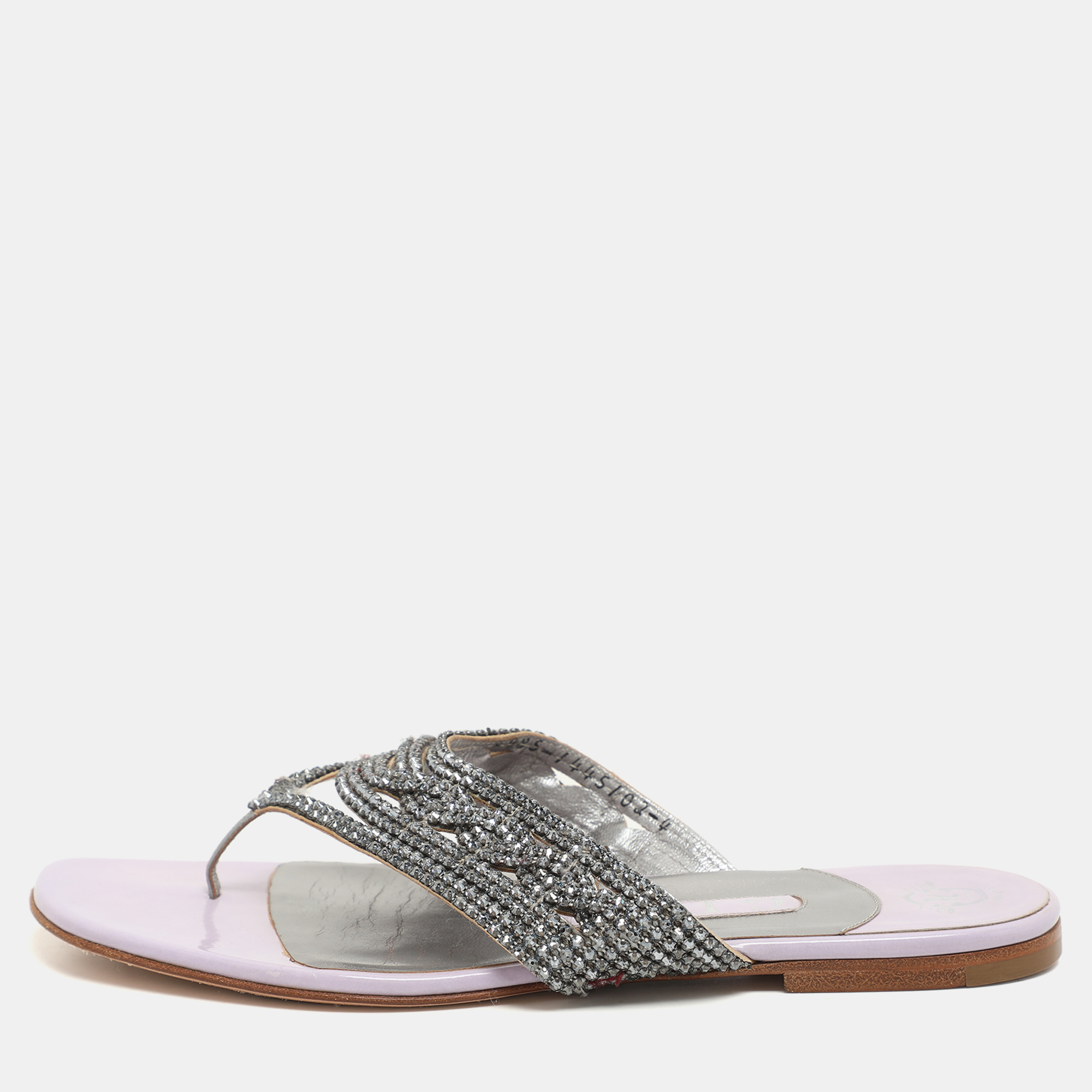 

Gina Purple Crystal Embellished Thong Flats Size 37