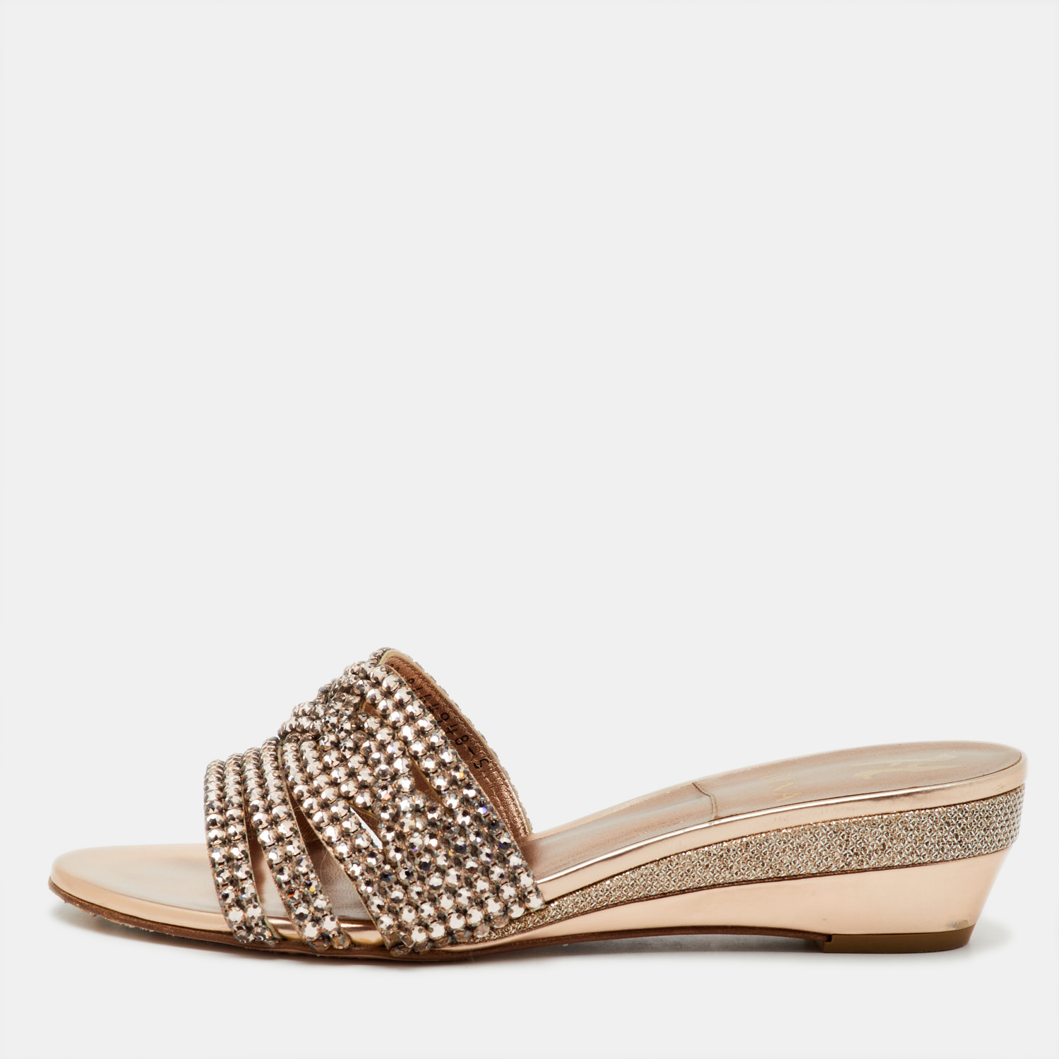 Gina Metallic Leather Crystal Embellished Sandals Size 38