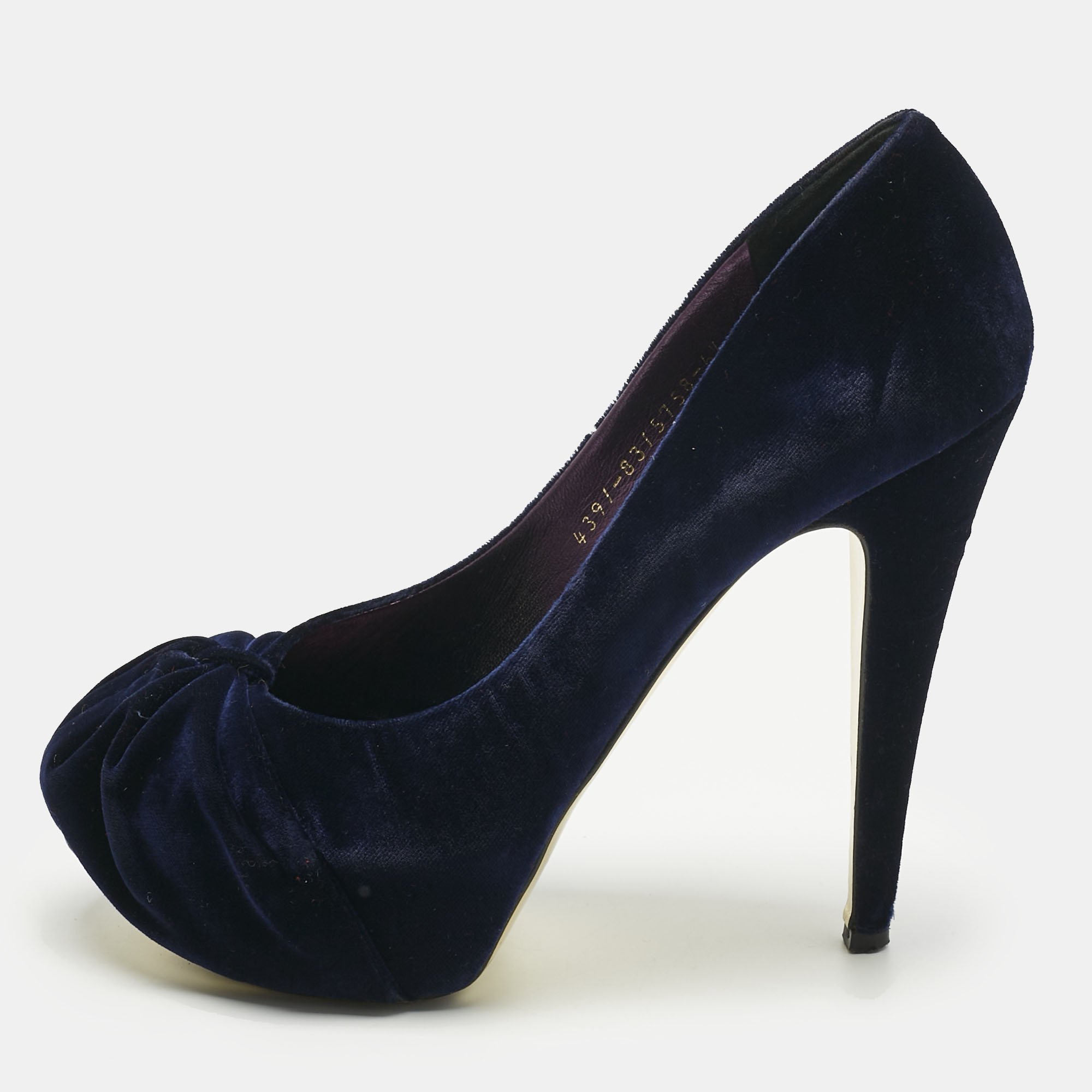 

Gina Purple Velvet Claire Platform Pumps Size 39.5