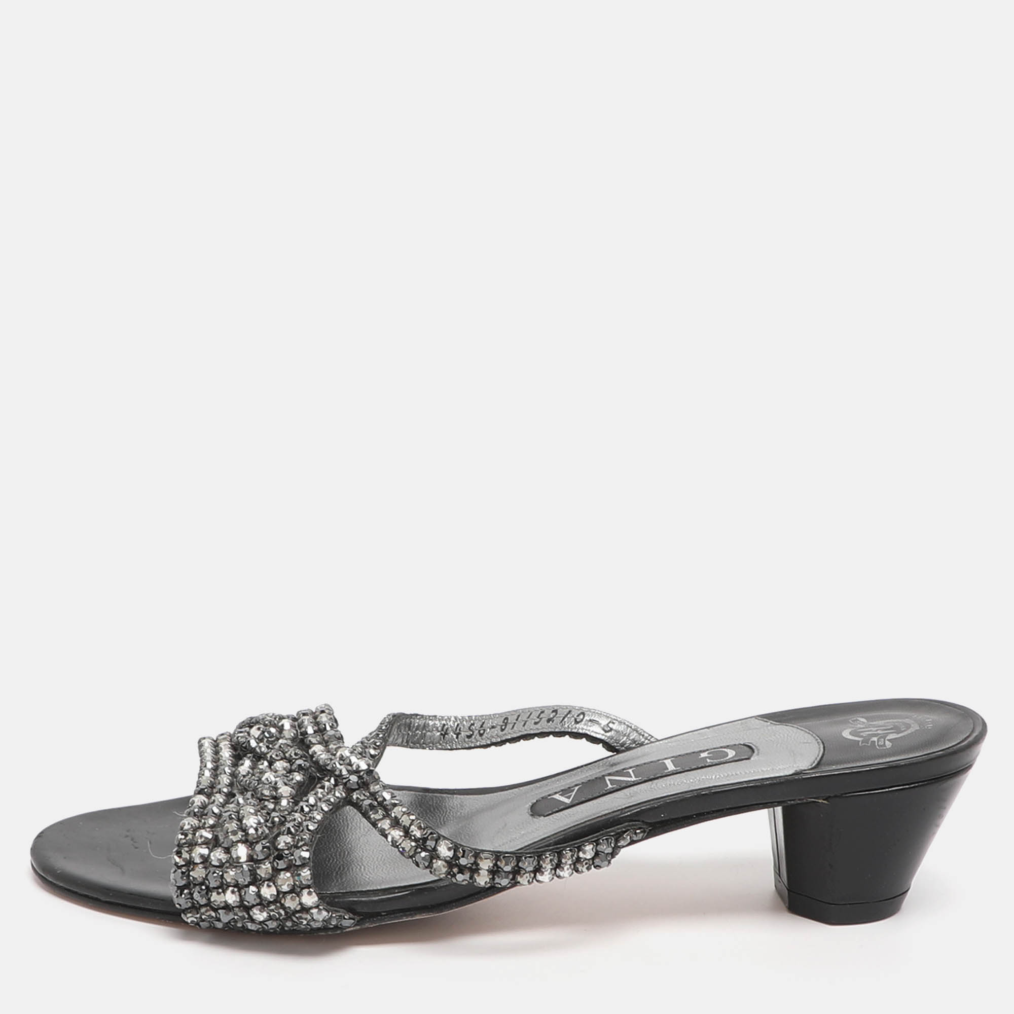 

Gina Size 38 Black Crystals Slide Sandals