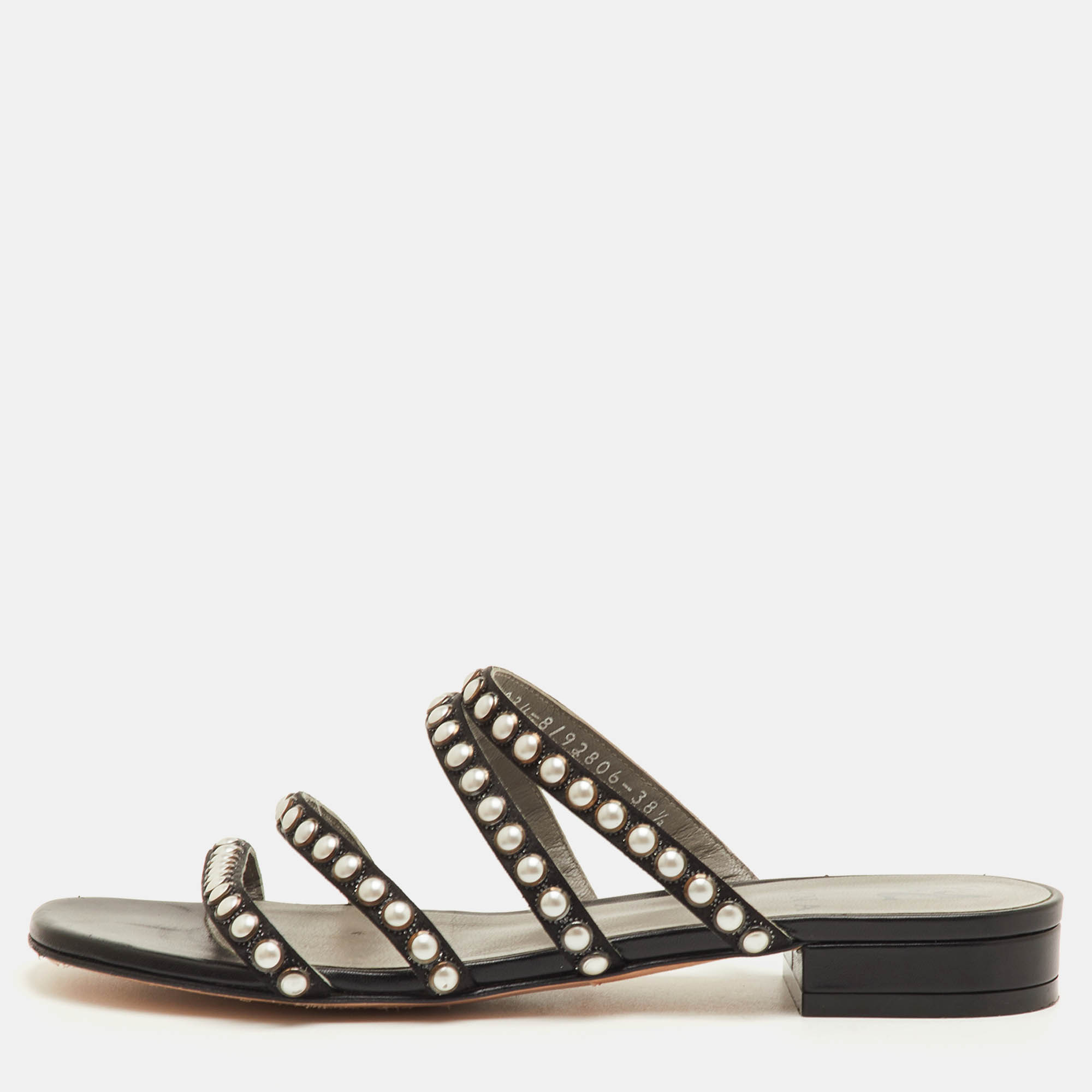 

Gina Size  Black Satin Strappy Embellished Flat Sandals