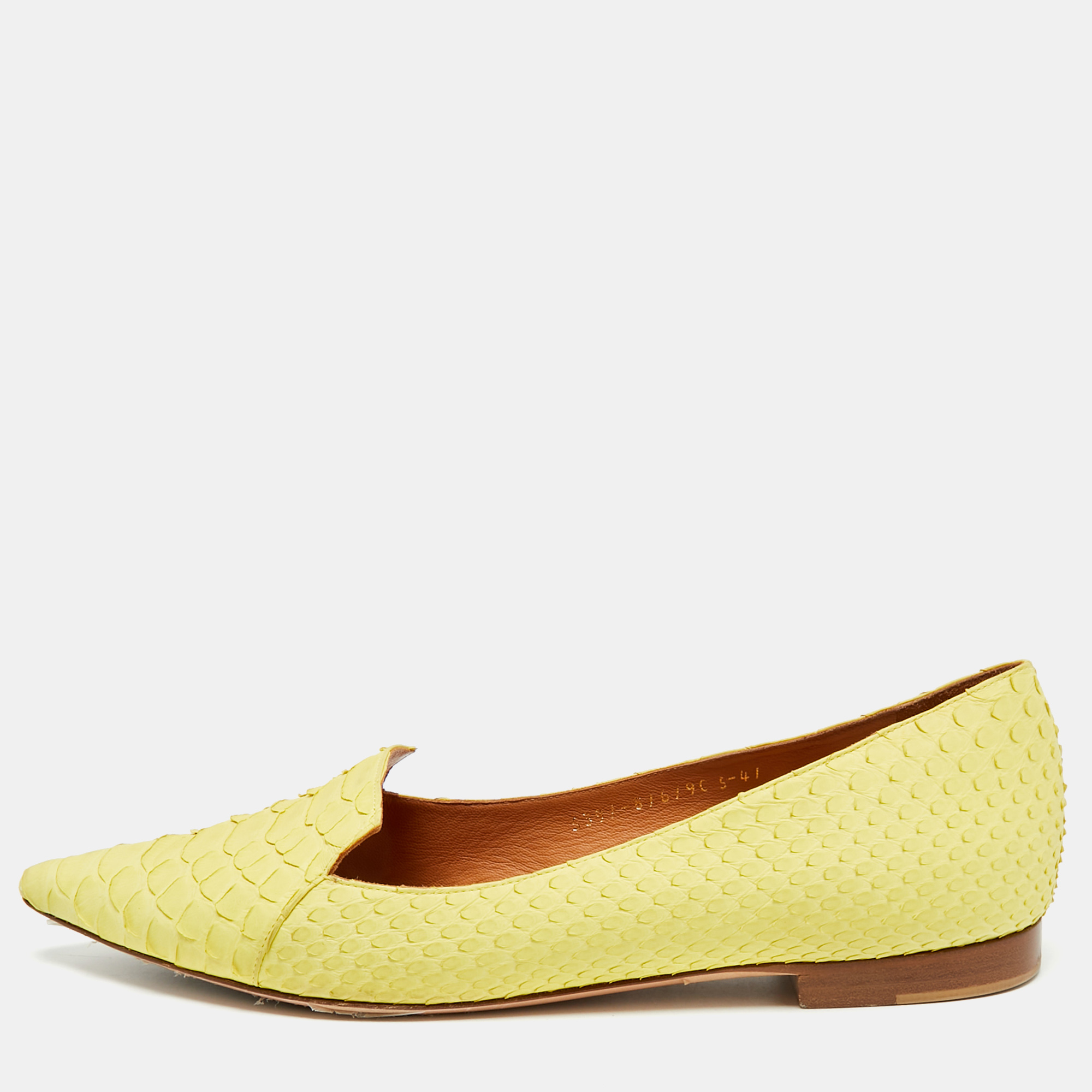 

Gina Size  Yellow Python Leather Ballet Flats