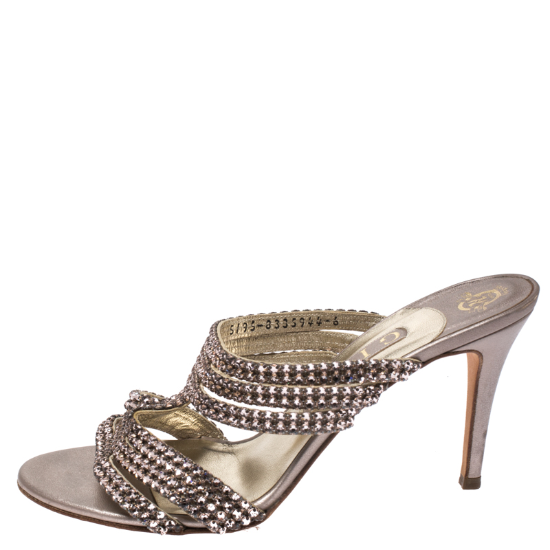 

Gina Metallic Lilac Crystal Embellished Slides Size