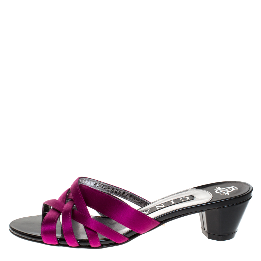 

Gina Magenta Satin Strappy Open Toe Sandals Size, Pink