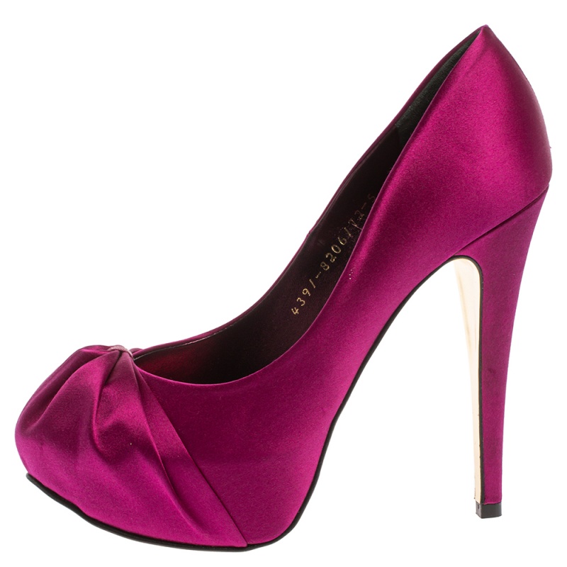 

Gina Purple Satin Clair Hoodie Platform Pumps Size