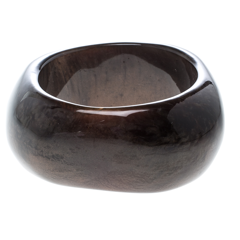 Pre Owned Giorgio Armani Metallic Resin Wide Cuff Bangle Bracelet 20 cm