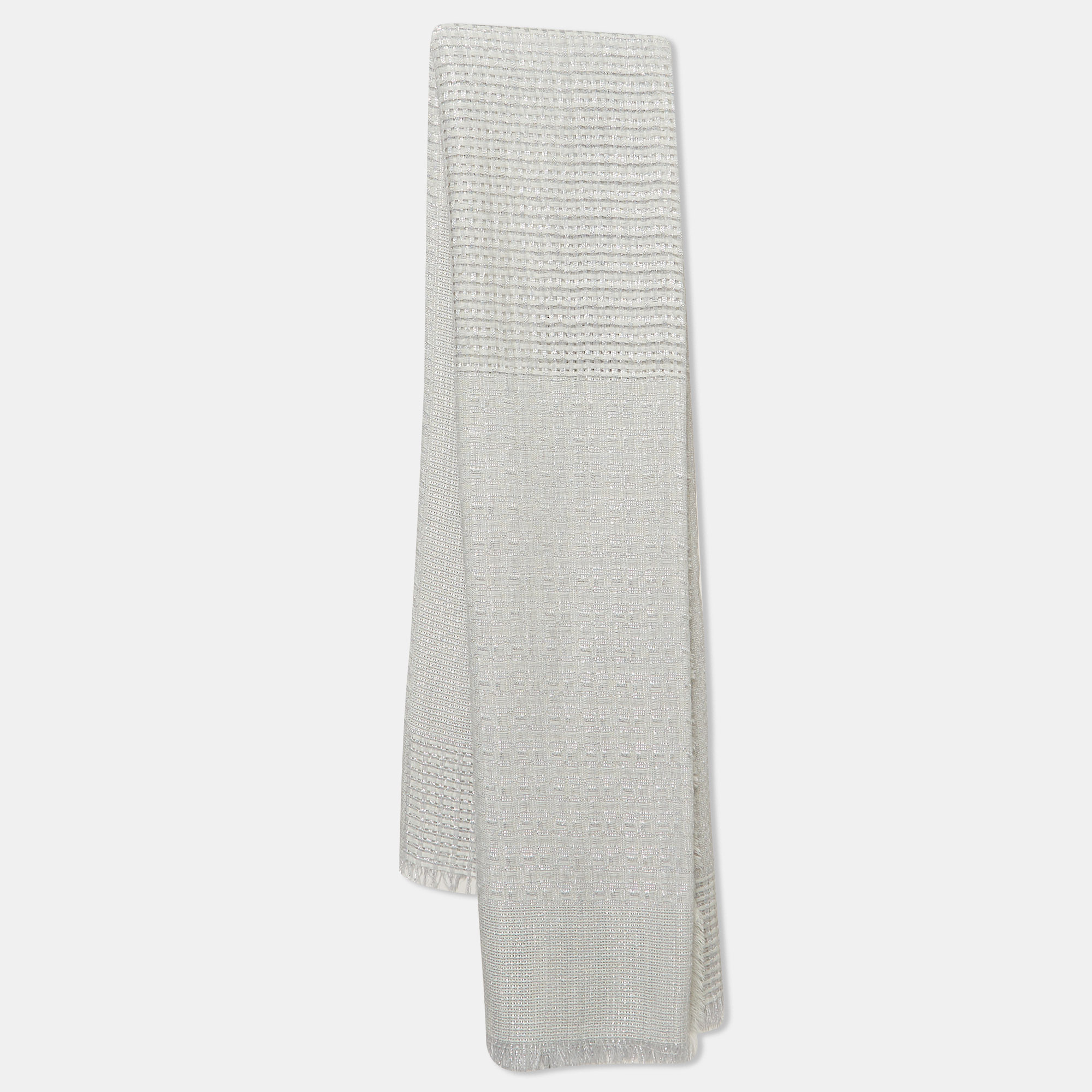 

Giorgio Armani Grey Lurex Knit Wool Scarf