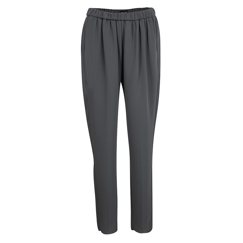 Pre Owned Giorgio Armani Grey Elasticized Waist Pants S