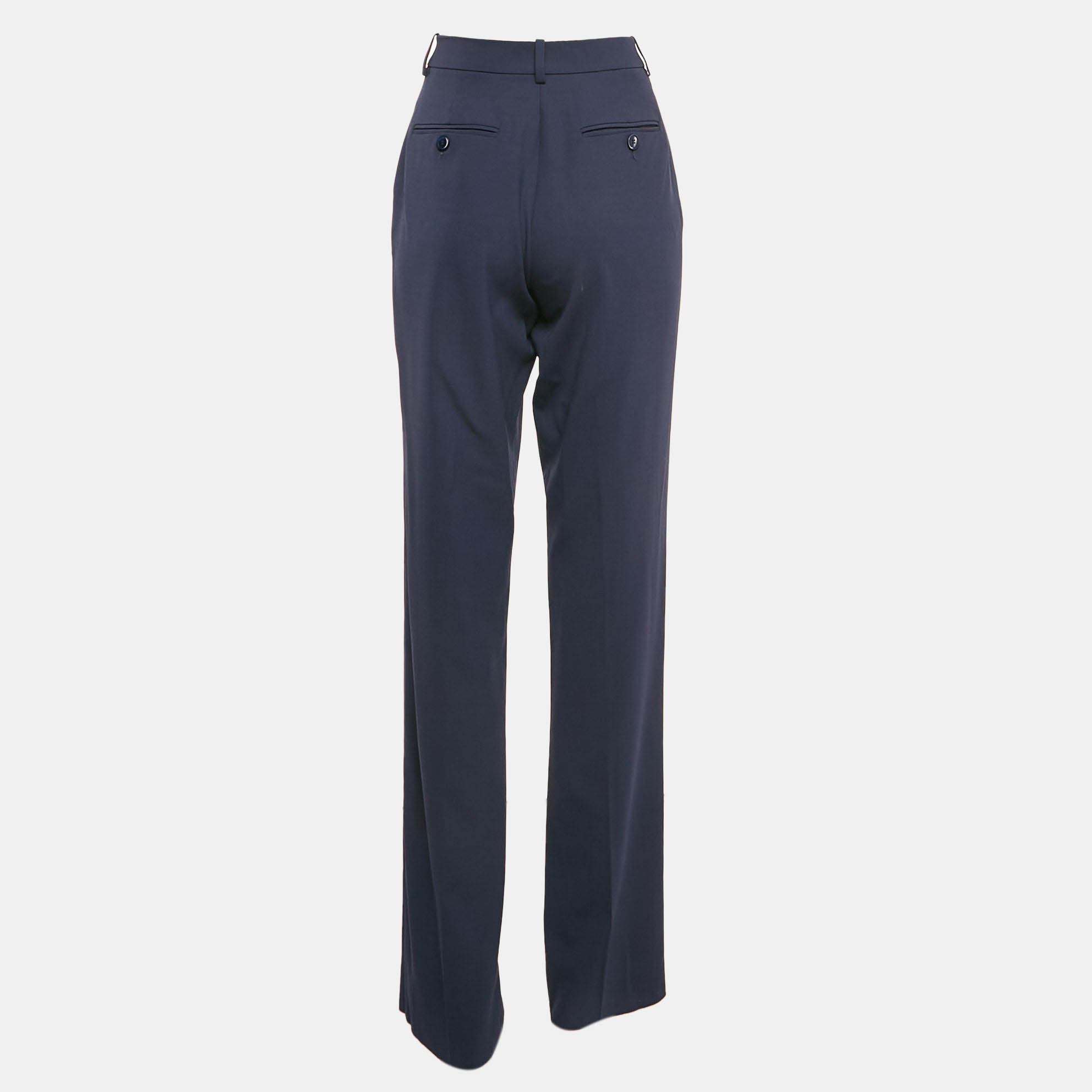 

Giorgio Armani Navy Blue Wool Straight Leg Trousers M