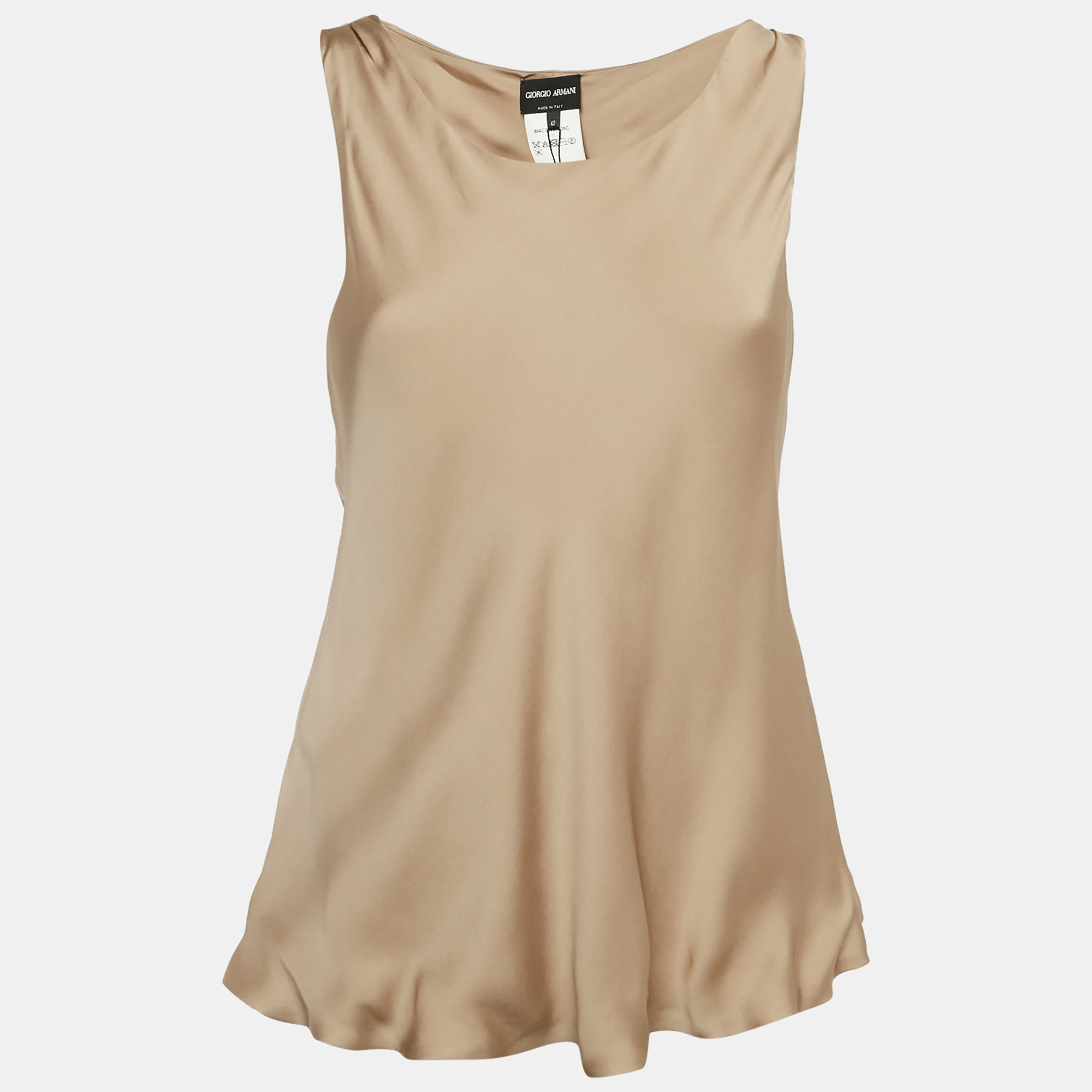 

Giorgio Armani Beige Satin Silk Sleeveless Top M