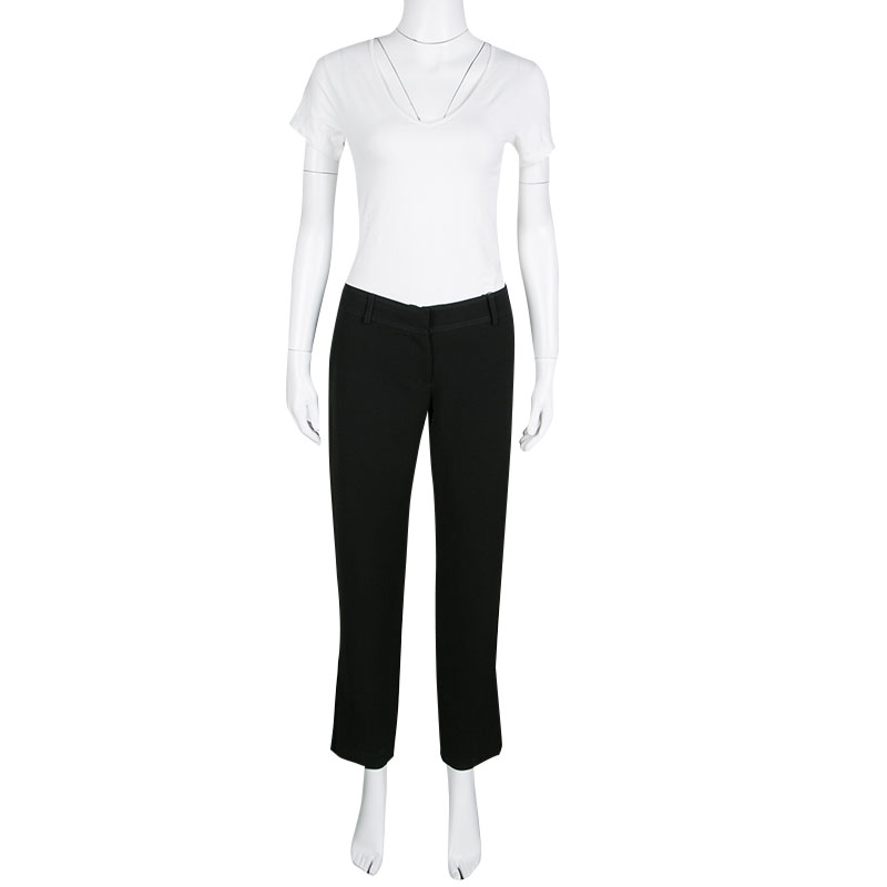 

Giorgio Armani Black Knit Top Stitch Detail Cropped Pants