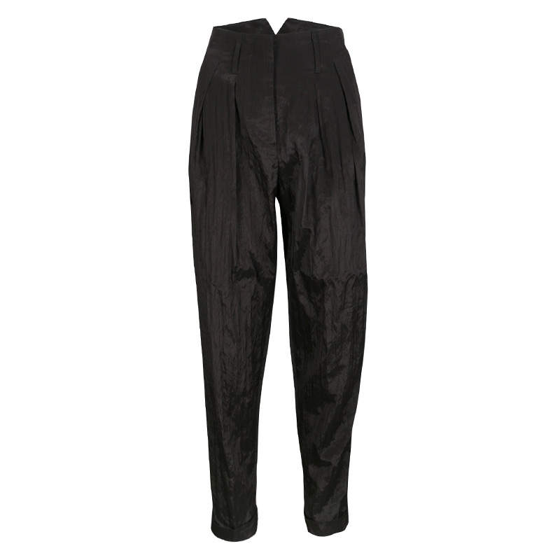 Pre Owned Giorgio Armani Brown Textured High Waist Pants S