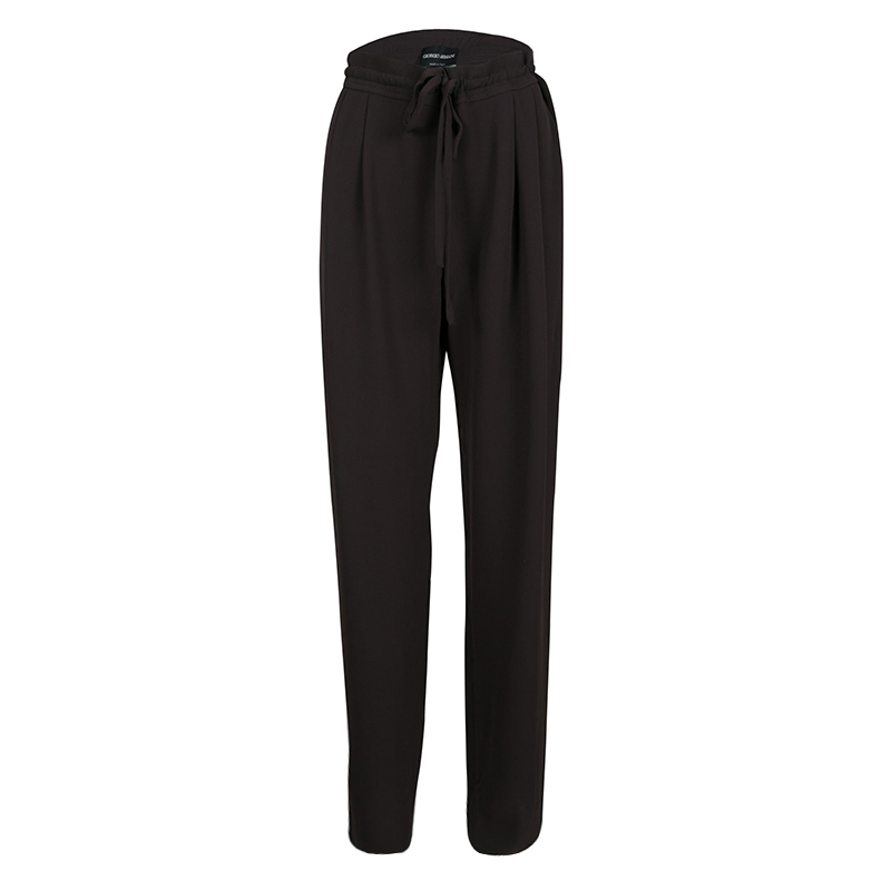 Pre Owned Giorgio Armani Brown Drawstring Detail Coulisse Trousers M