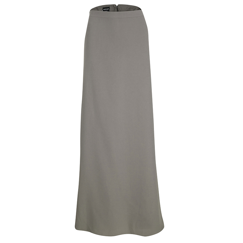 Pre Owned Giorgio Armani Grey Tecno Maxi Skirt M