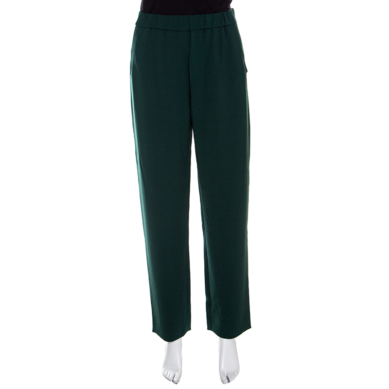 Pre Owned Giorgio Armani Green Tailored Trousers M