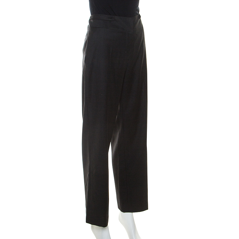 

Giorgio Armani Charcoal Grey Wool Wide Fit Trousers