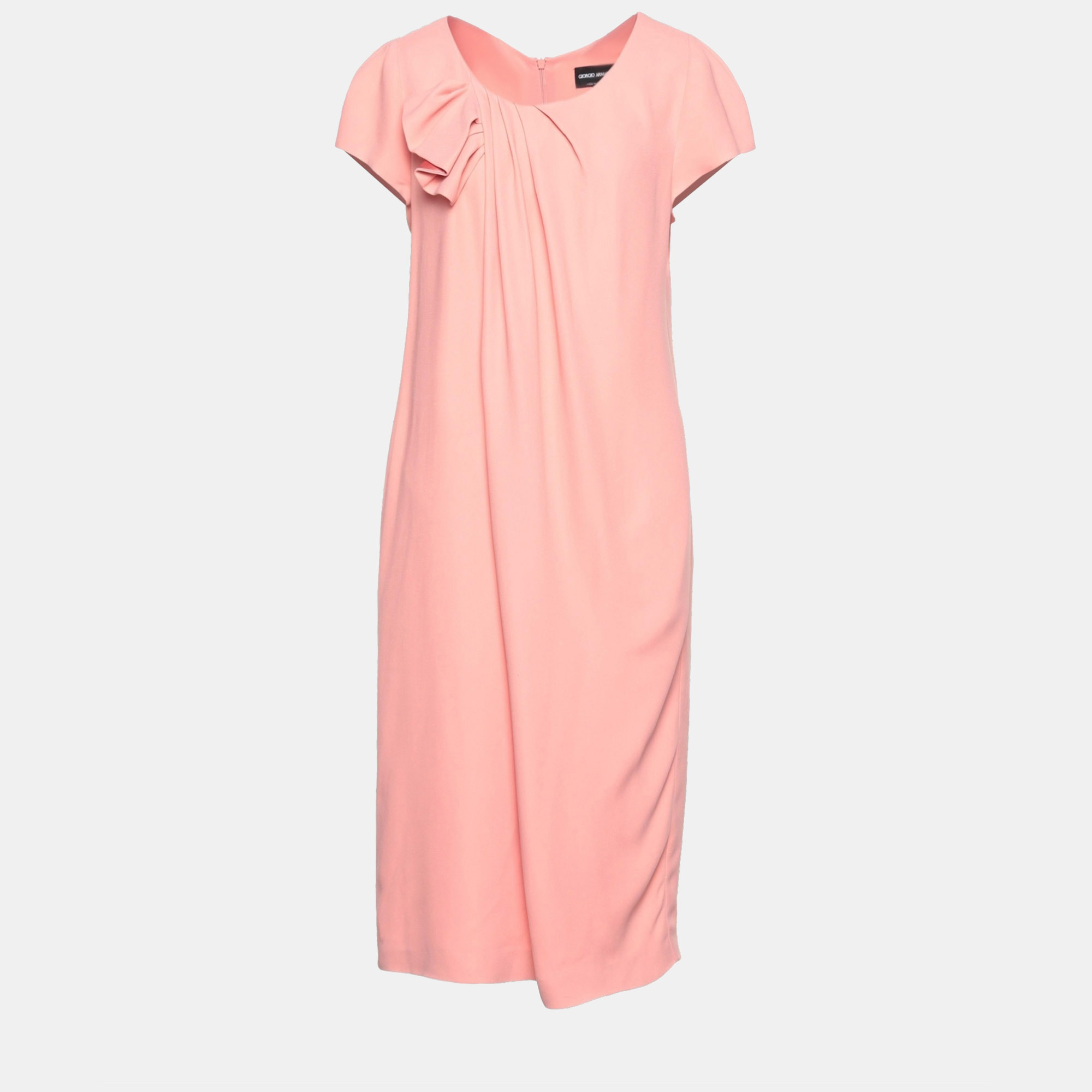 Pre-owned Giorgio Armani Viscose Midi Dresses 40 In Pink
