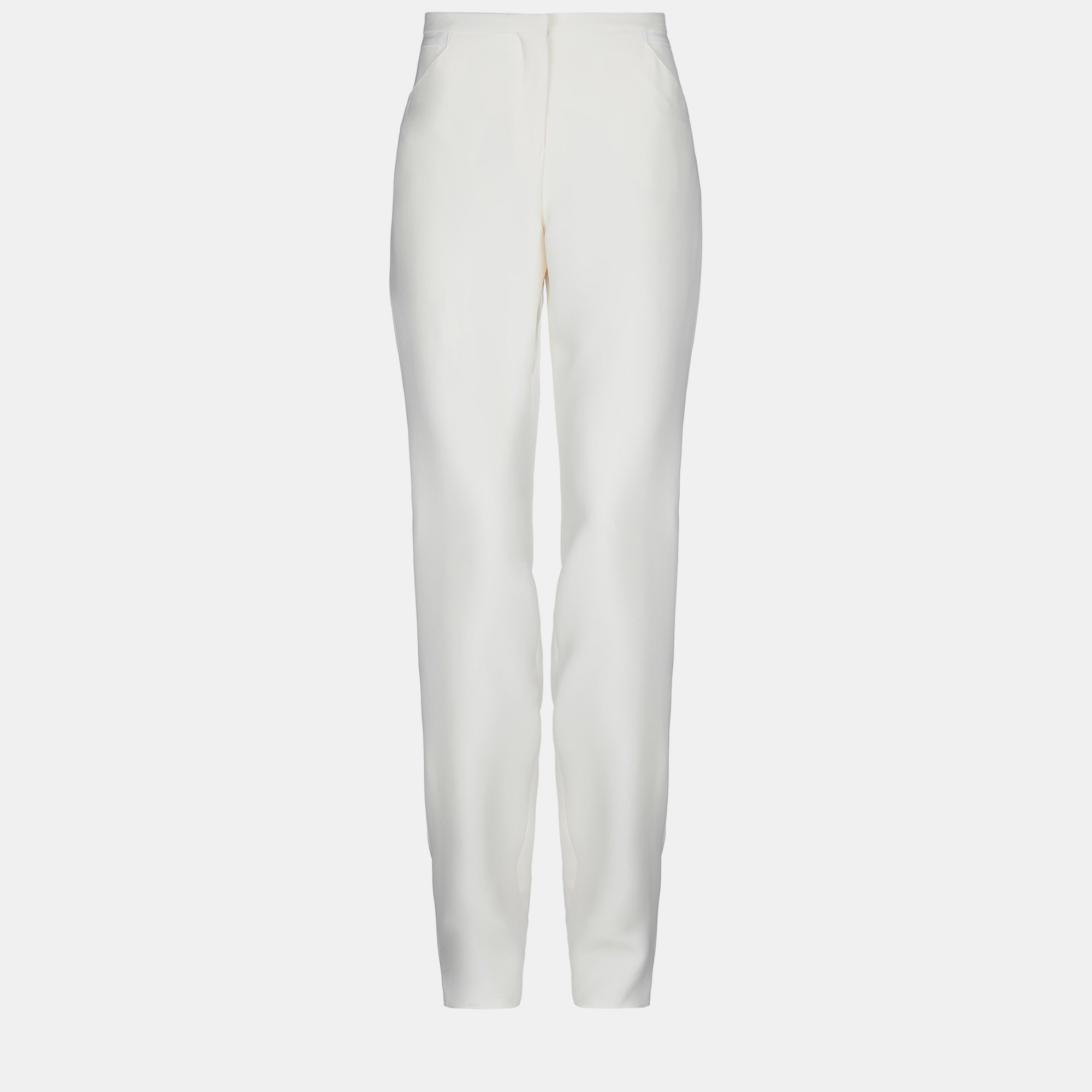 Pre-owned Giorgio Armani Cream Silk Tailored Pants Xl (it 46)