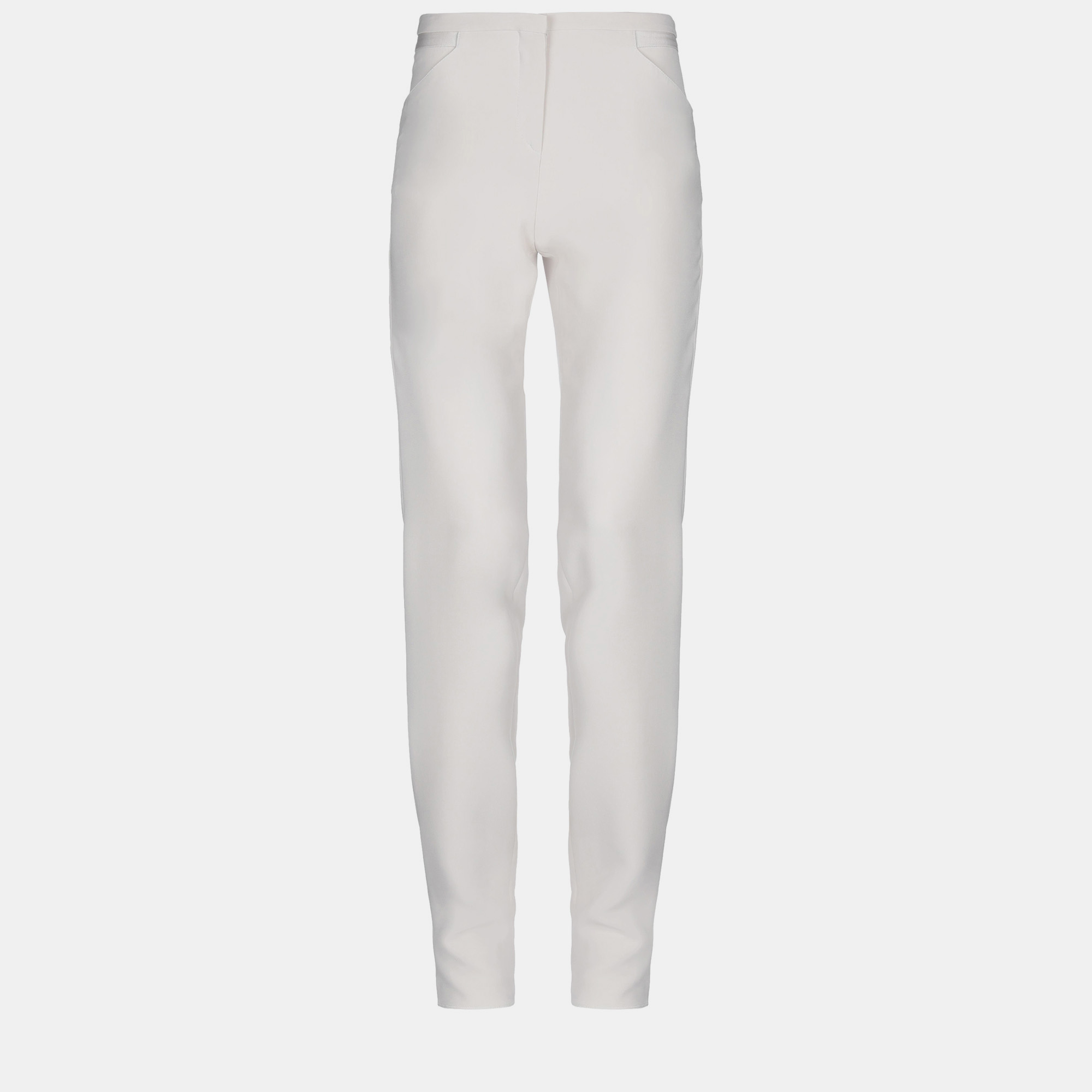 Pre-owned Giorgio Armani Silk Pants 40 In White