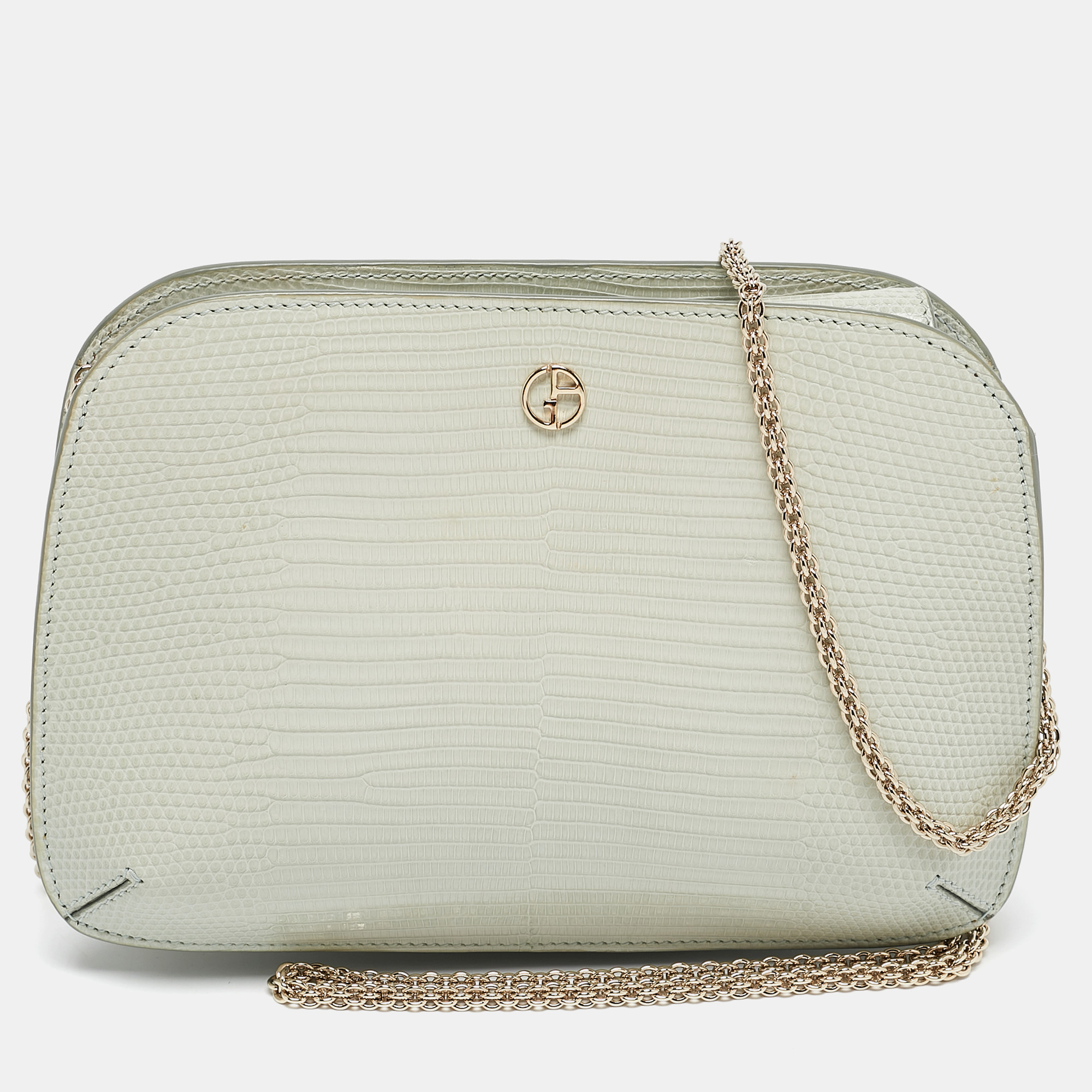 

Giorgio Armani Light Green Lizard Chain Clutch