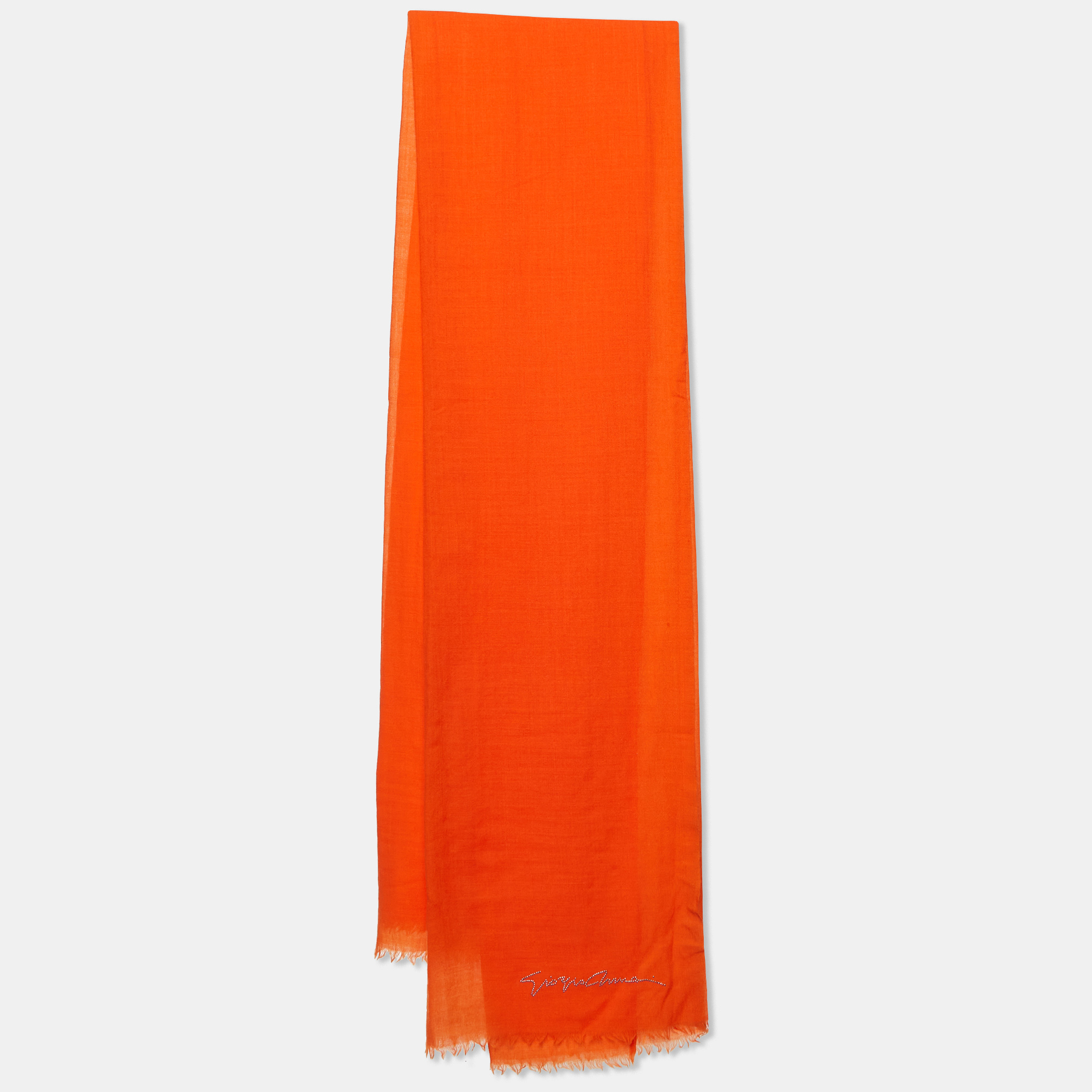 

Giorgio Armani Orange Logo Detail Wool Scarf, Pink