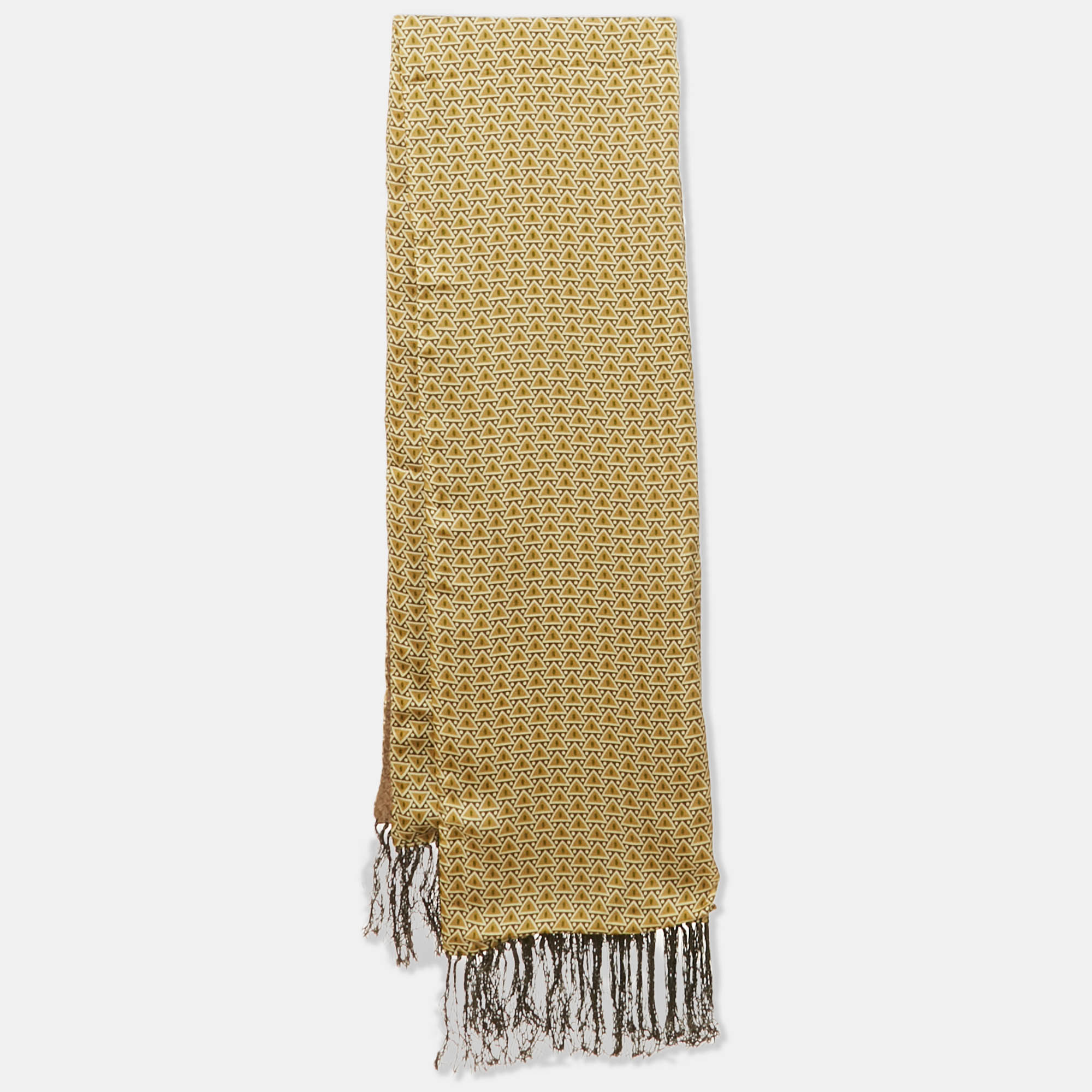 

Giorgio Armani Brown Print Silk Fringed Scarf