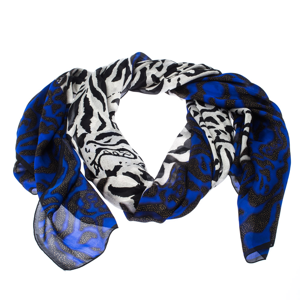 

Giorgio Armani Multicolor Zebra Pattern Silk Scarf