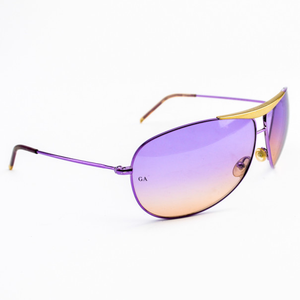 Pre Owned Giorgio Armani Purple Shield Woman Aviators