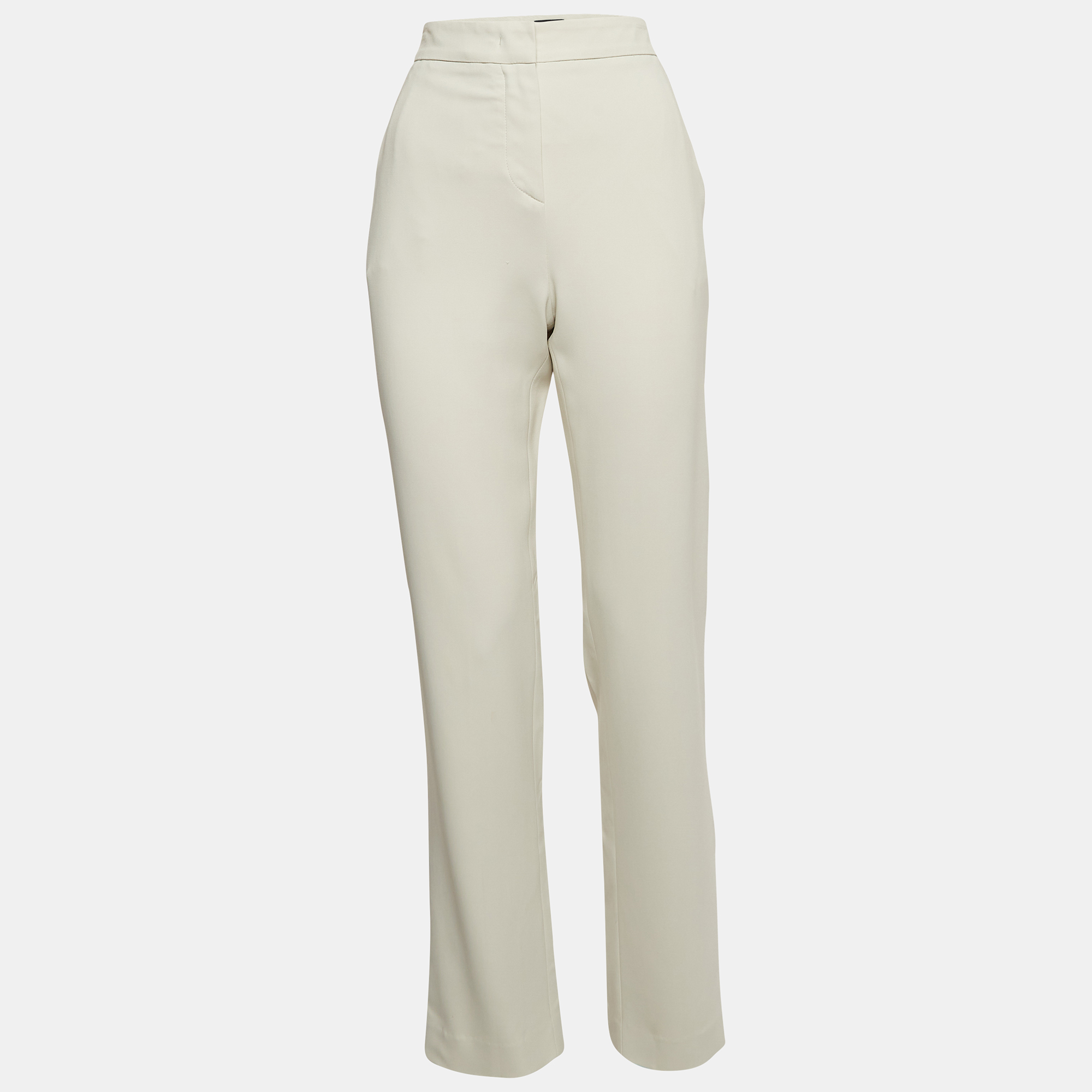 

Giorgio Armani Cream Stretch Crepe High-Rise Trousers M