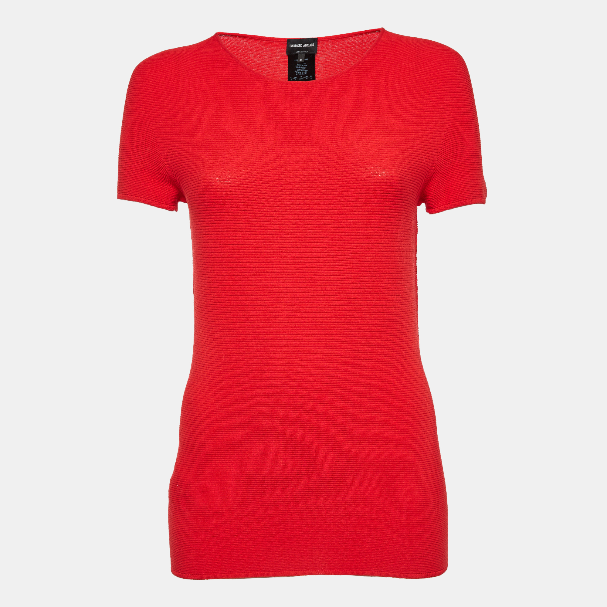 

Giorgio Armani Red Rib Knit Short Sleeve Top M