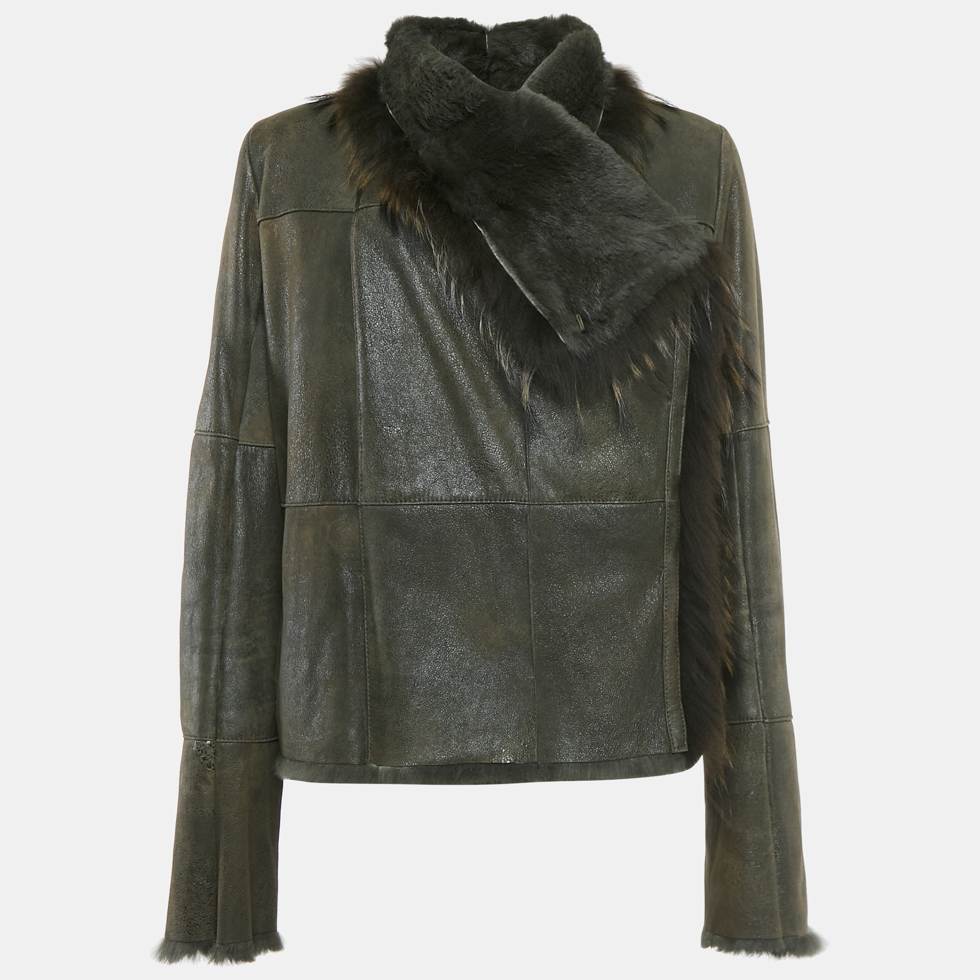 

Meteo Khaki Green Rabbit Leather and Fur Jacket S