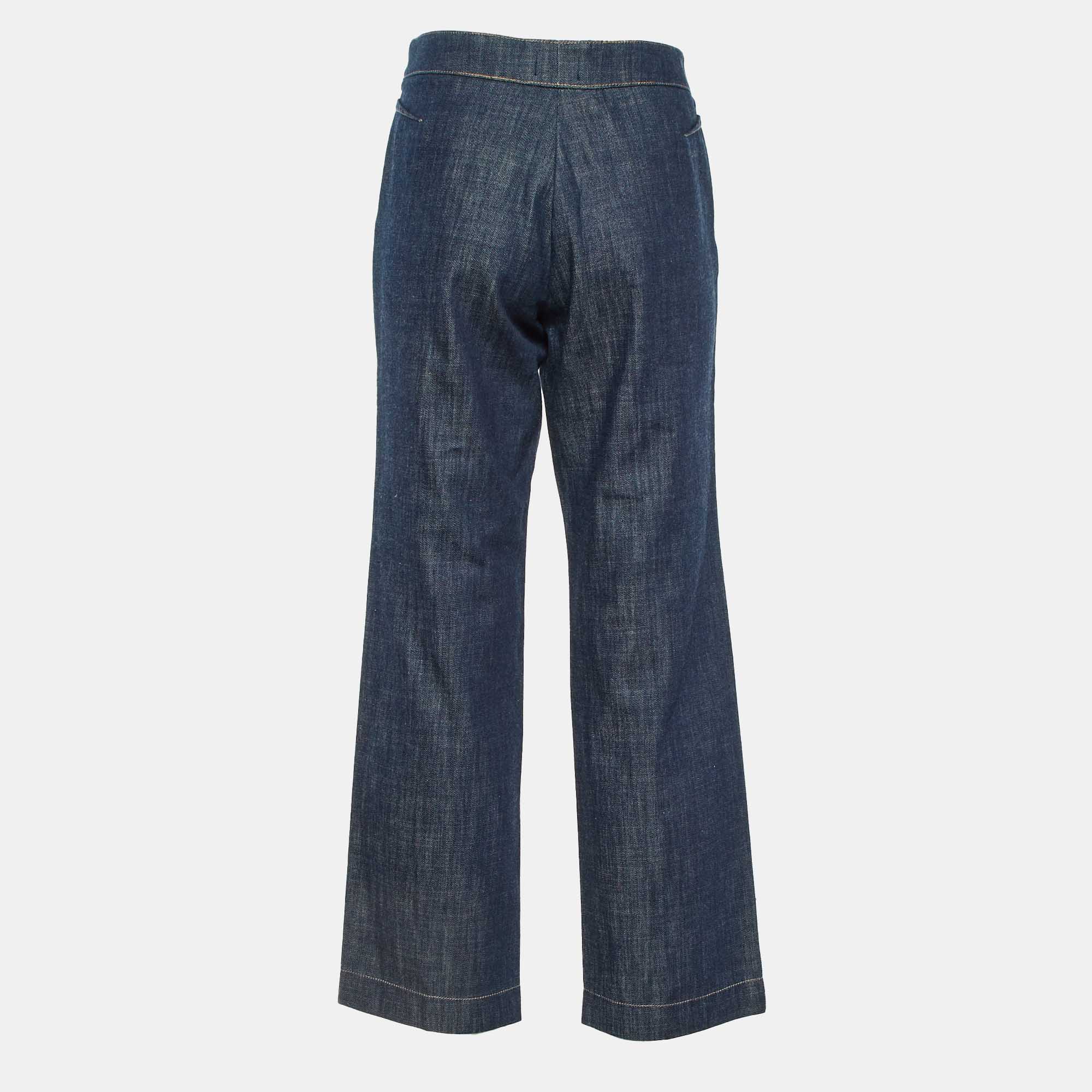 Giorgio Armani Dark Blue Denim Straight Fit Jeans L/Waist 34