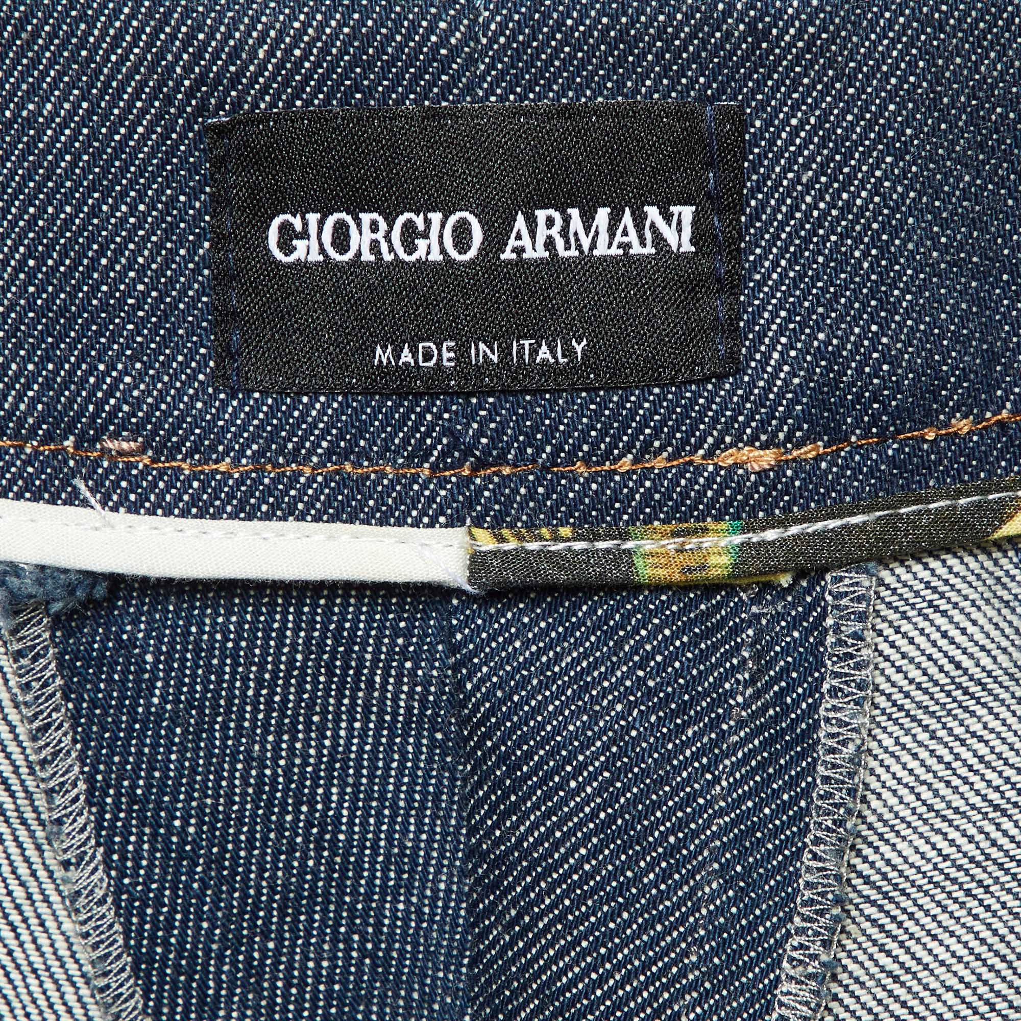 Giorgio Armani Dark Blue Denim Straight Fit Jeans L/Waist 34