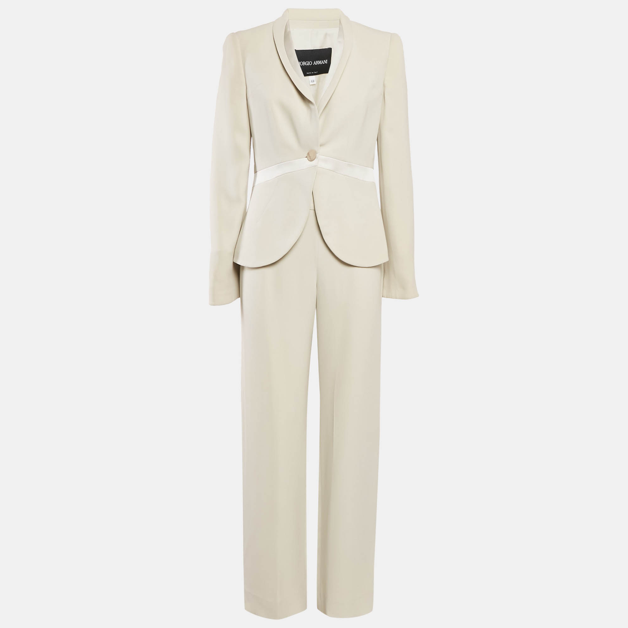 

Giorgio Armani Light Beige Silk Blazer and Pants Set M