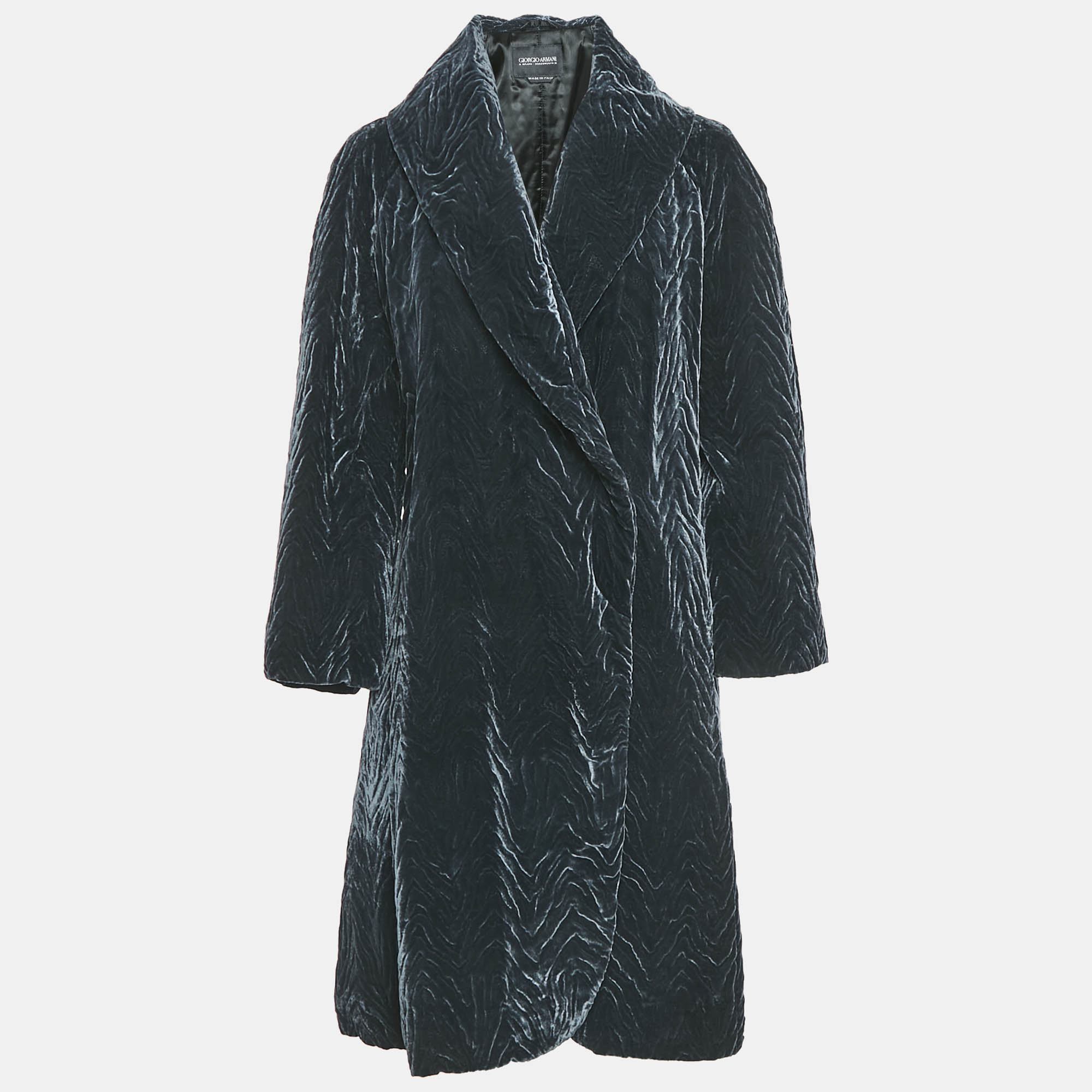 

Giorgio Armani Blue Textured Velvet Coat M, White