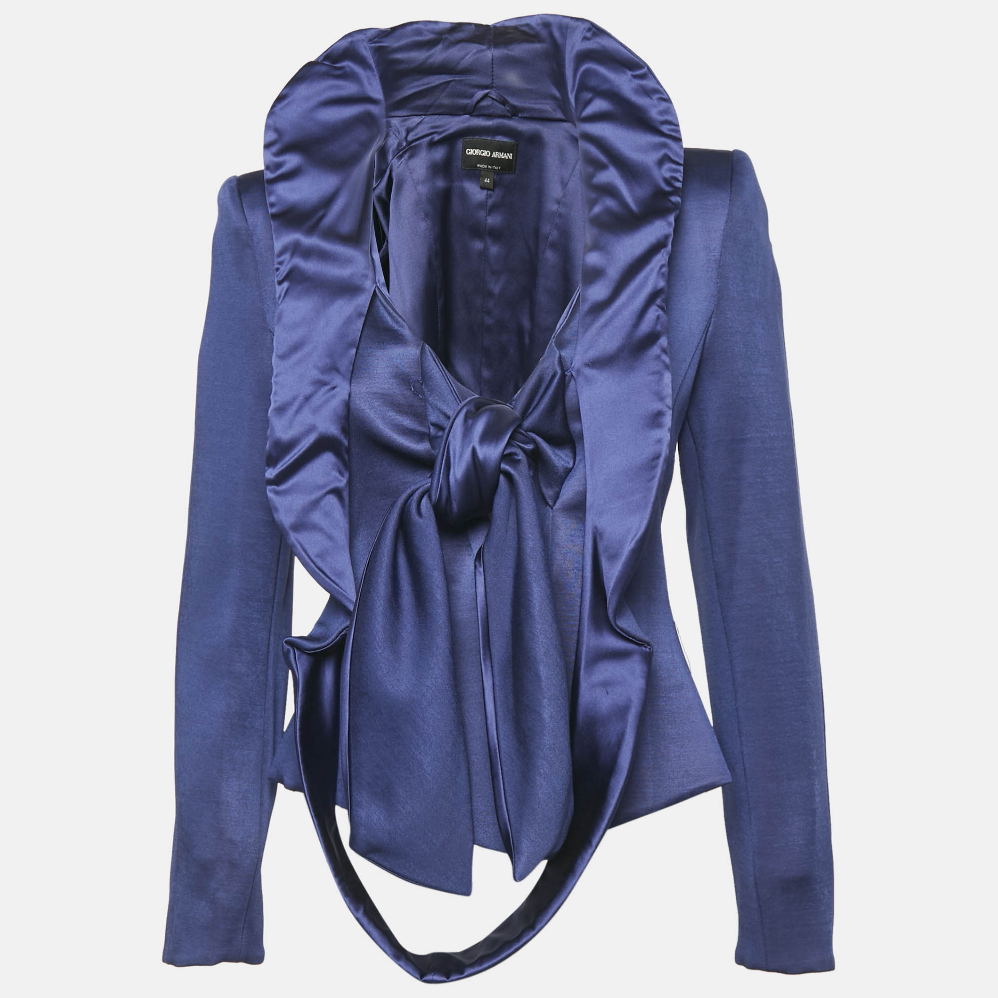 

Giorgio Armani Blue Crepe Tie-Up Blazer M